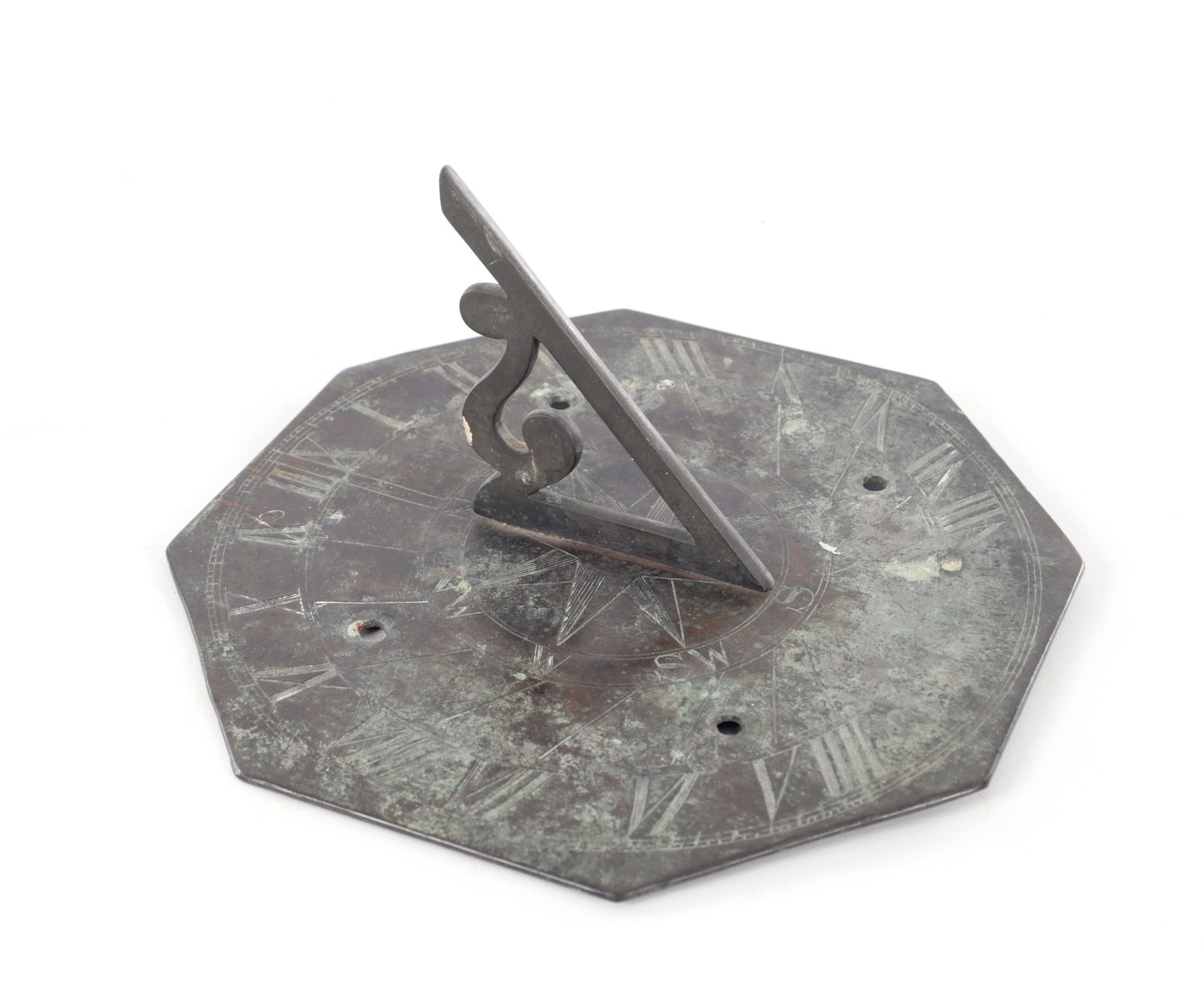 A PATINATED MID 18TH CENTURY BRONZE SUNDIAL (1 of 5)