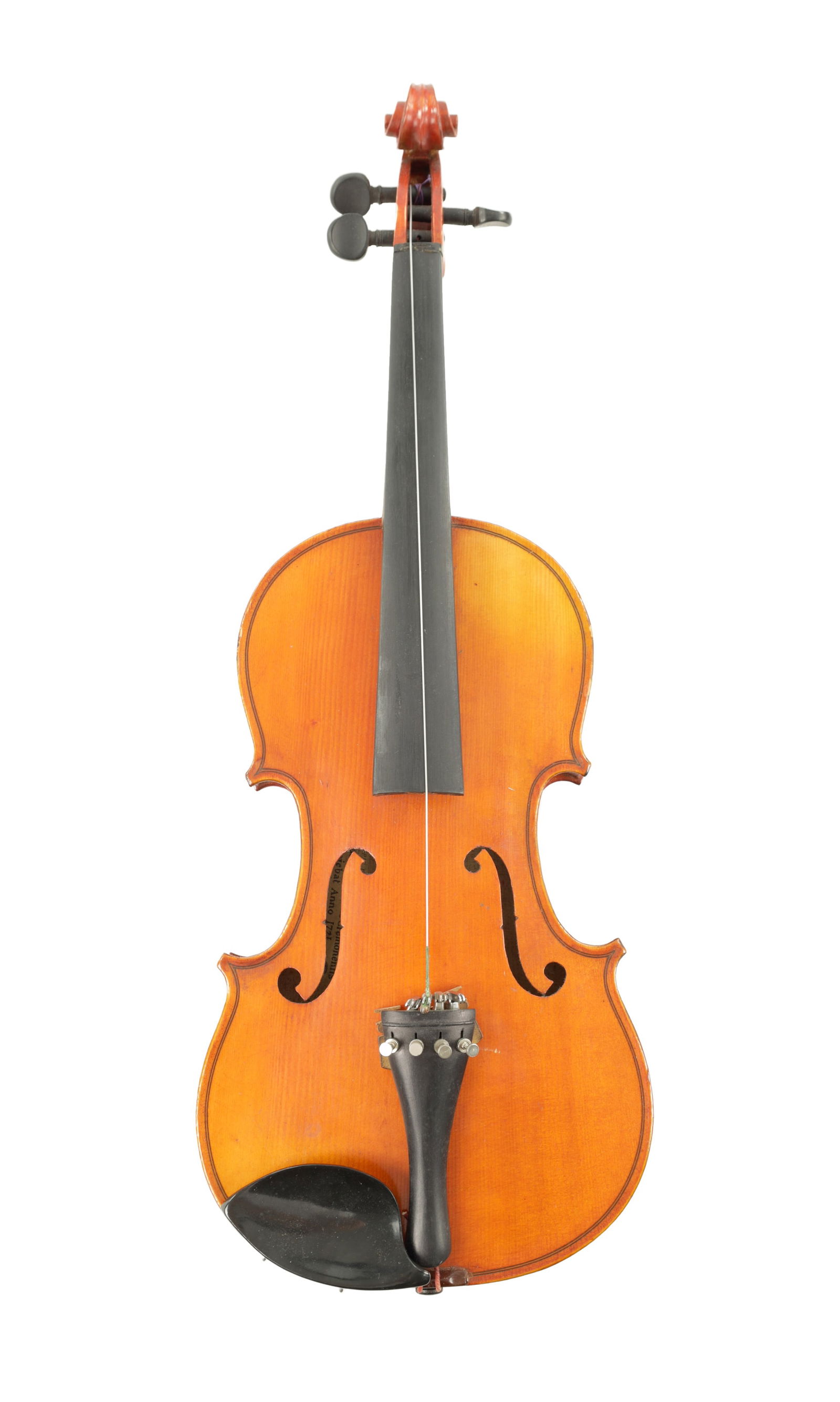 AN OLD VIOLIN WITH CASE AND A COLLECTION OF THIRTY VIOLIN BOWS: AN OLD VIOLIN WITH CASE AND A COLLECTION OF THIRTY VIOLIN BOWS having a two piece back in hard case, length of back 35.9cm
