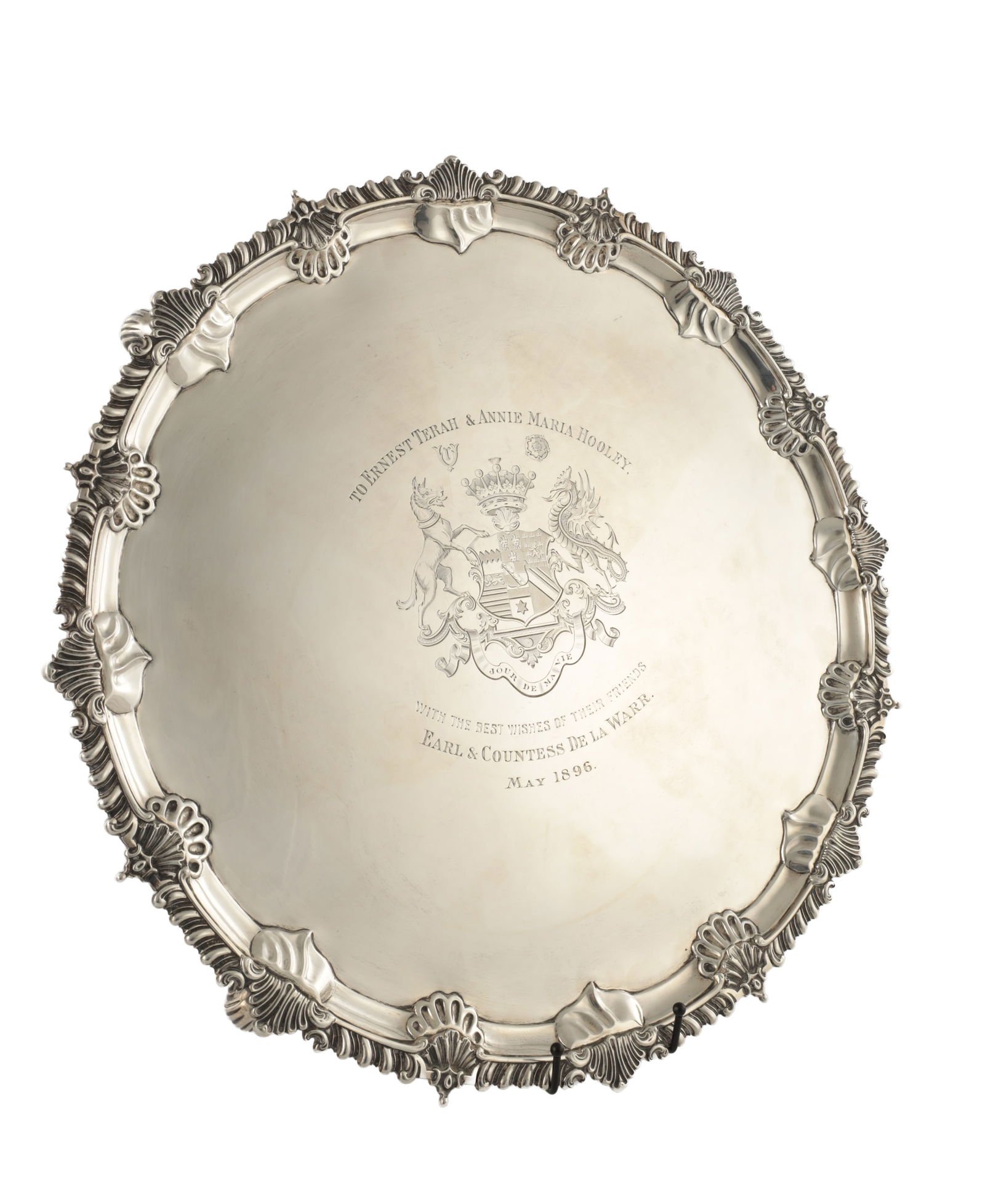 A LATE 19TH CENTURY LARGE SILVER SALVER (1 of 9)