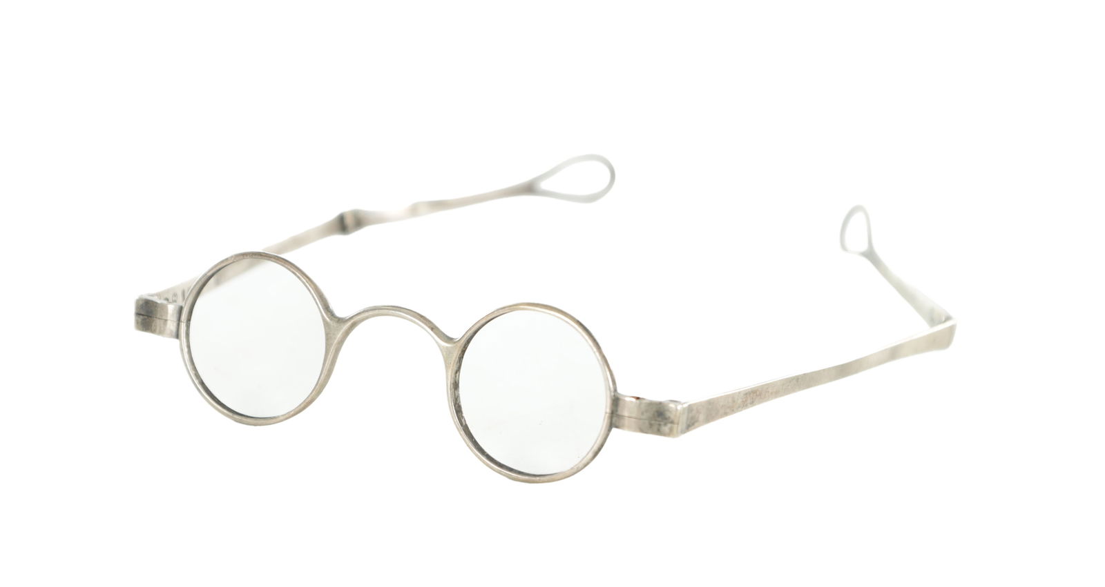 A PAIR OF EARLY 19TH CENTURY SILVER SPECTACLES BY PETER BATEMAN IN ORIGINAL BURR WALNUT CASE (1 of 4)