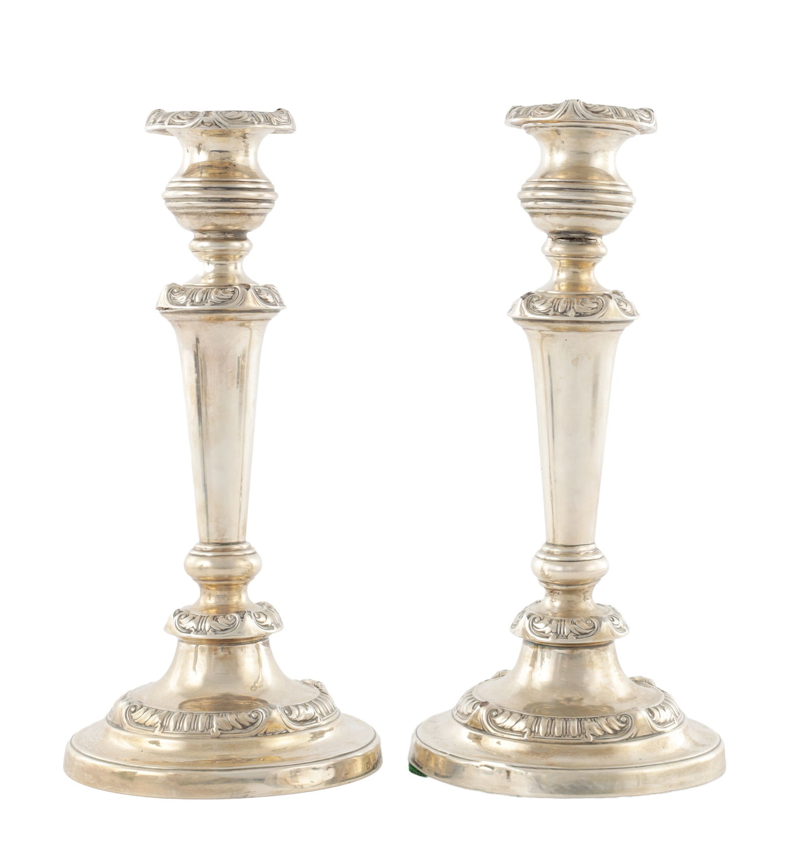 A PAIR OF REGENCY SILVER CANDLESTICKS (1 of 14)