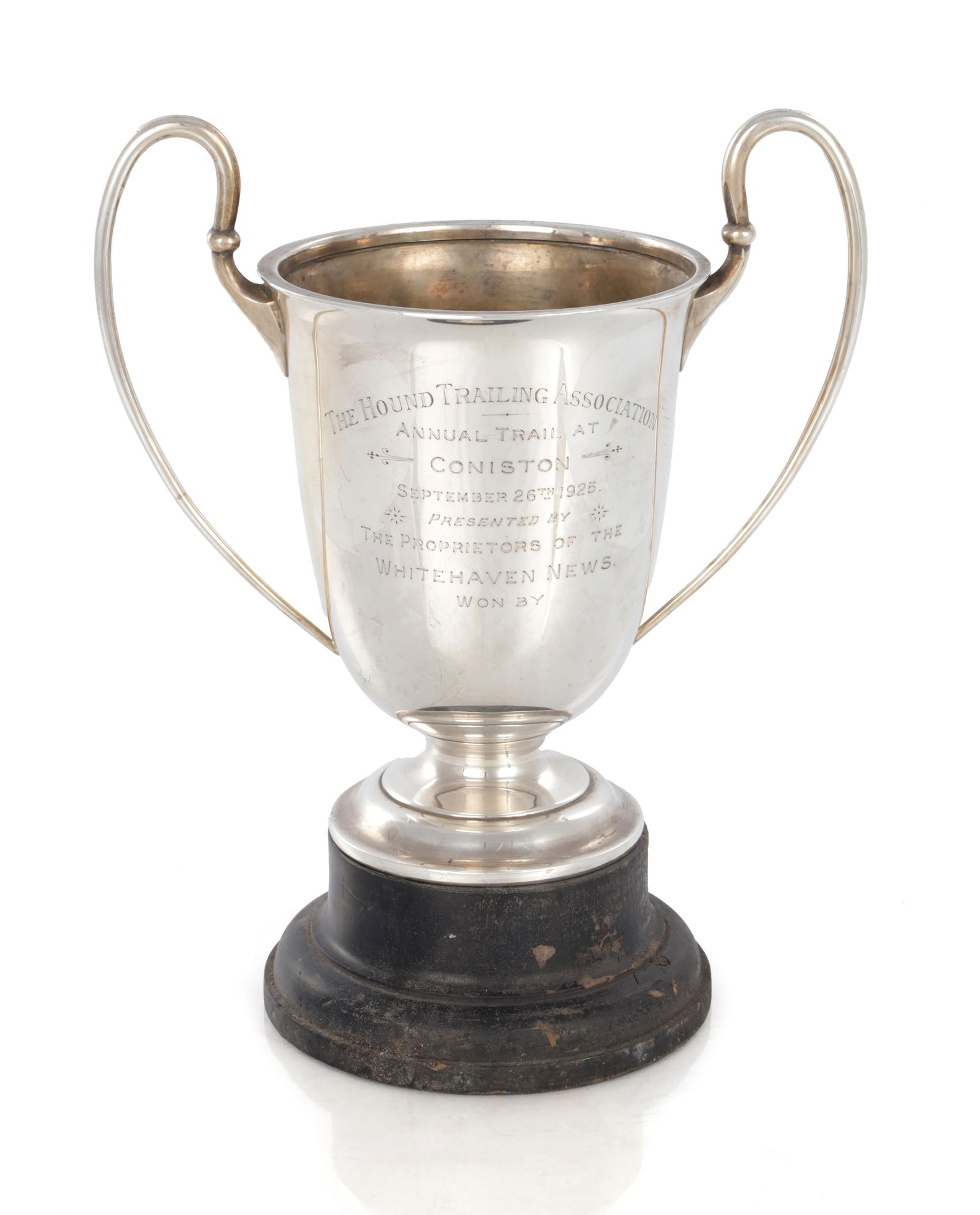 A 1920'S SILVER TROPHY ON STAND (1 of 5)