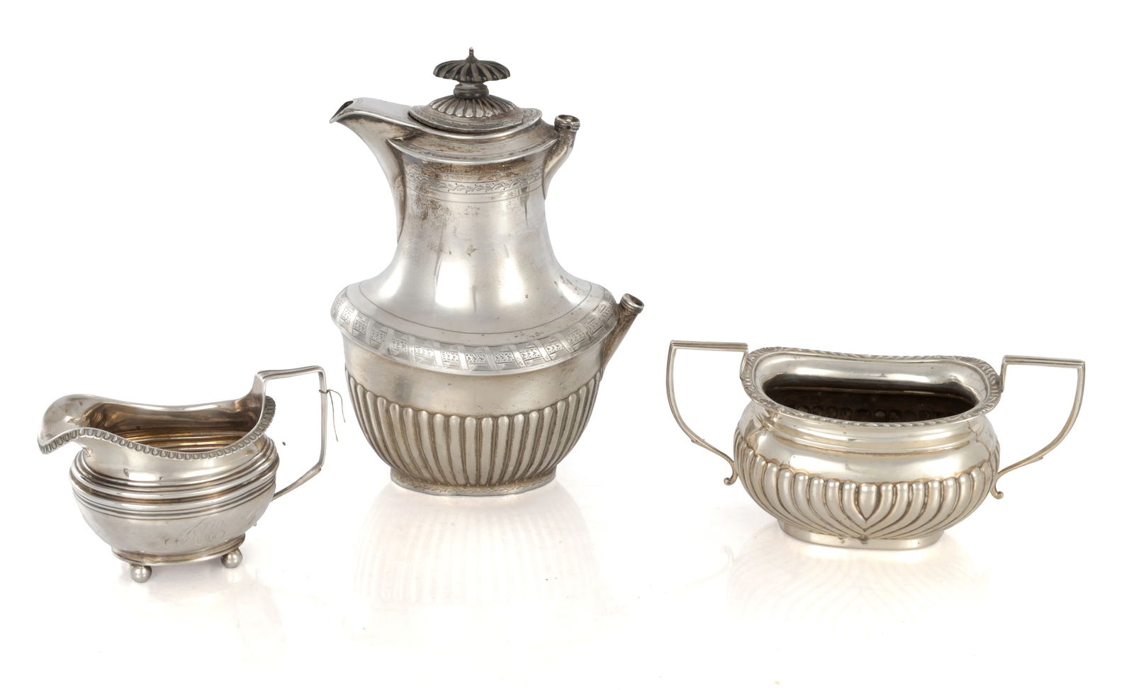 A MATCHED LATE 19TH CENTURY THREE-PIECE TEA SET (1 of 11)
