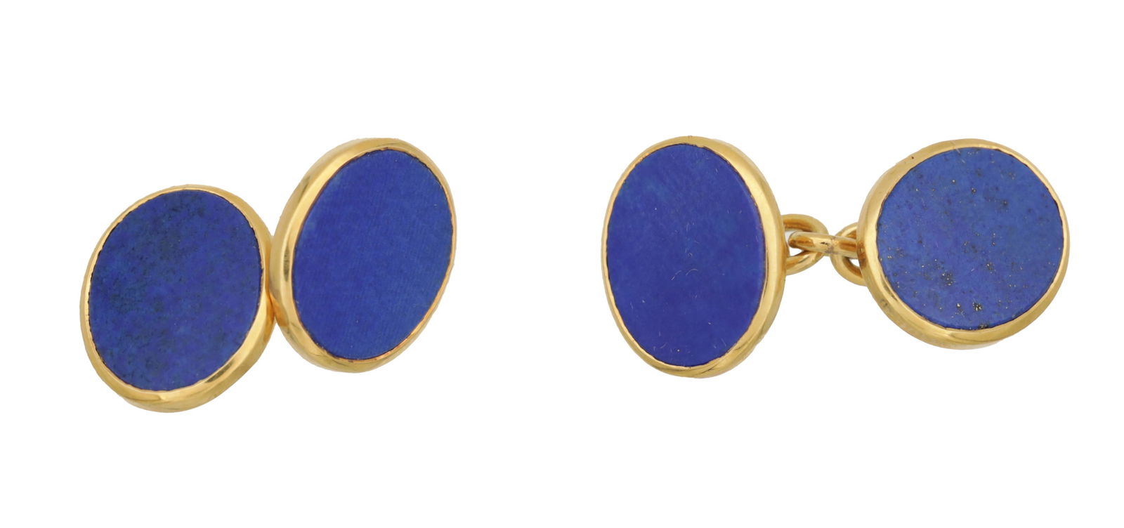 A PAIR OF GENTLEMEN’S 18CT GOLD AND LAPIS LAZULI CUFFLINKS (1 of 2)