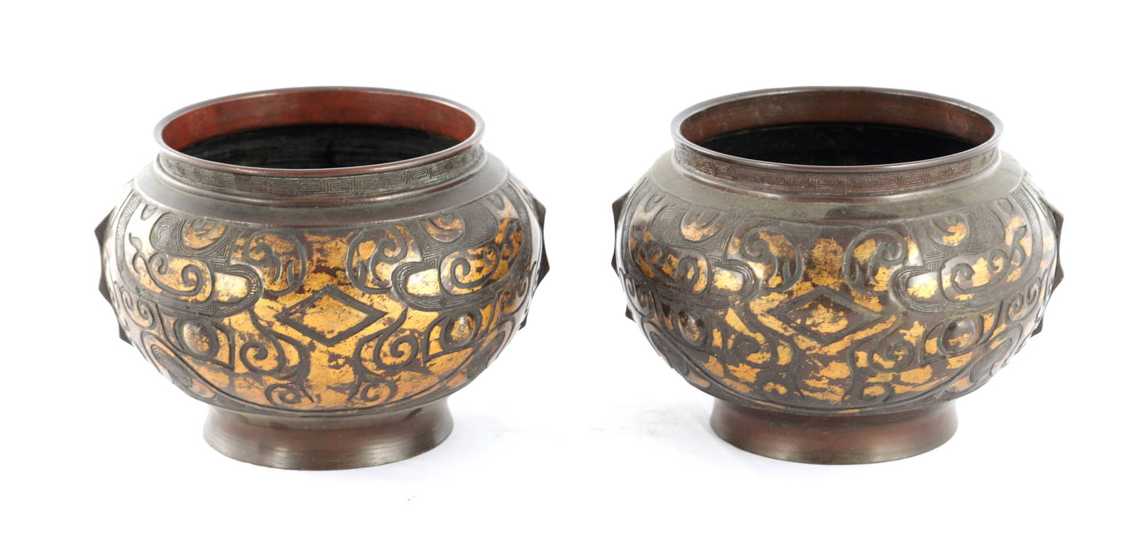 A PAIR OF JAPANESE BRONZE JARDINIERES