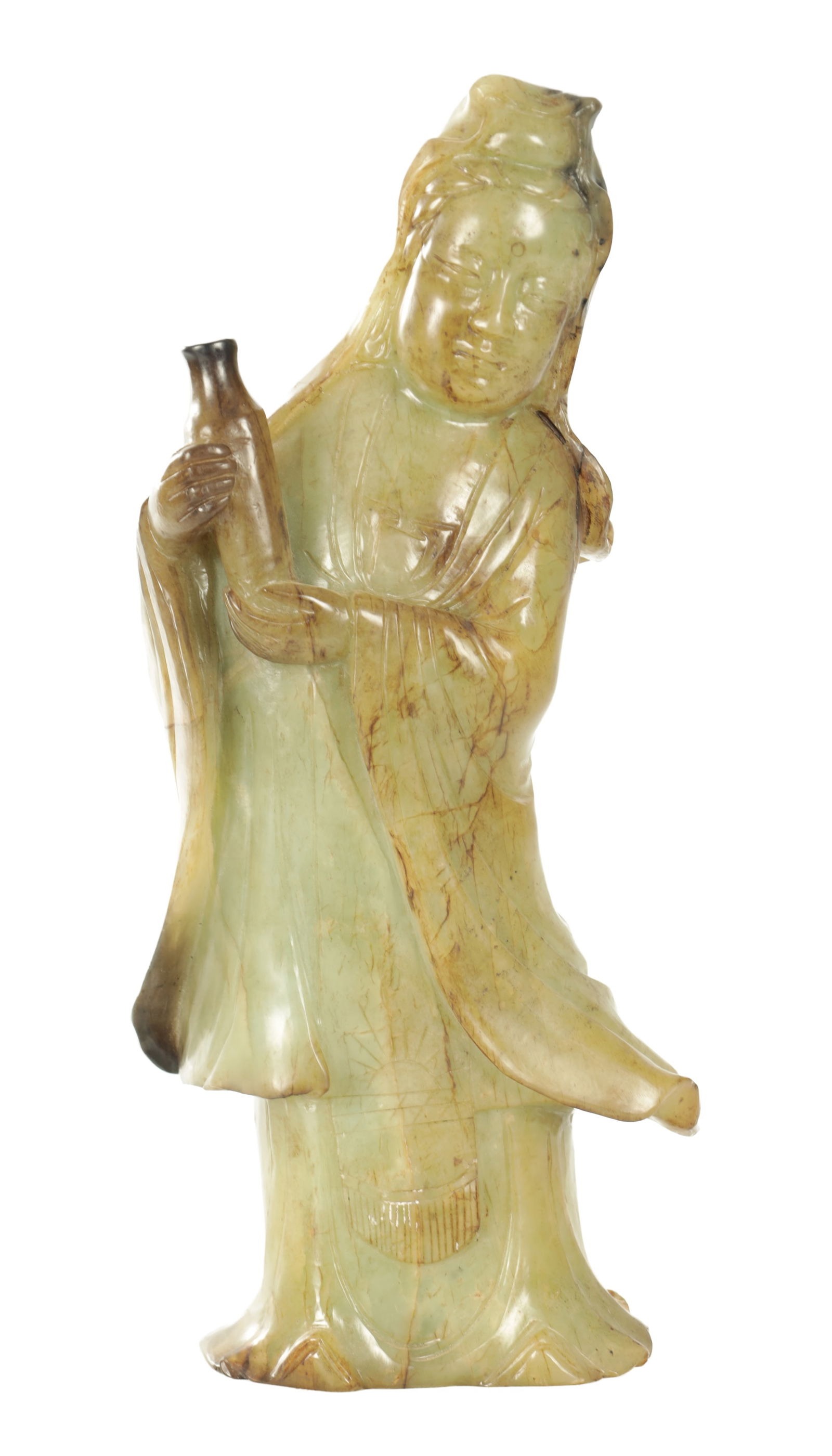A LARGE CHINESE CARVED RUSSET JADE FIGURE (1 of 8)