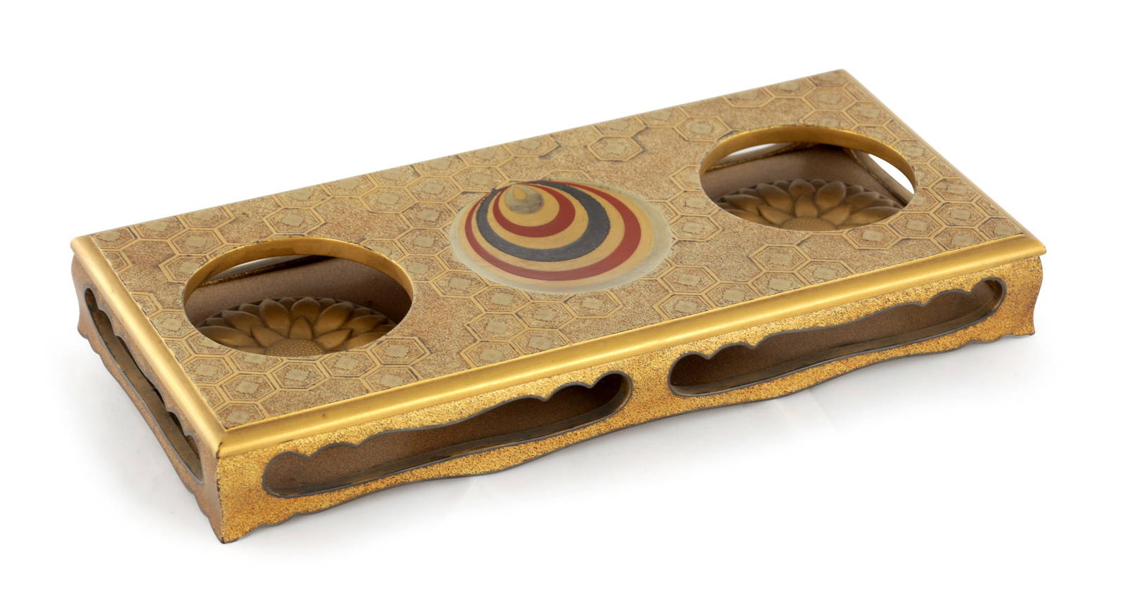 A JAPANESE MEIJI PERIOD GILT LACQUERED INK STAND