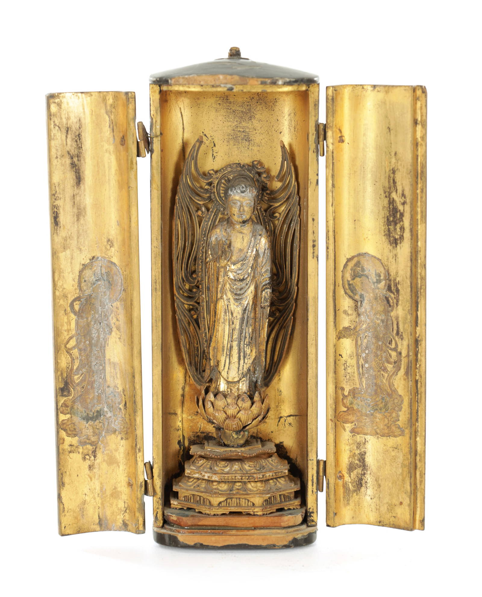 A LACQUERED JAPANESE EDO PERIOD PORTABLE BUDDHIST SHRINE