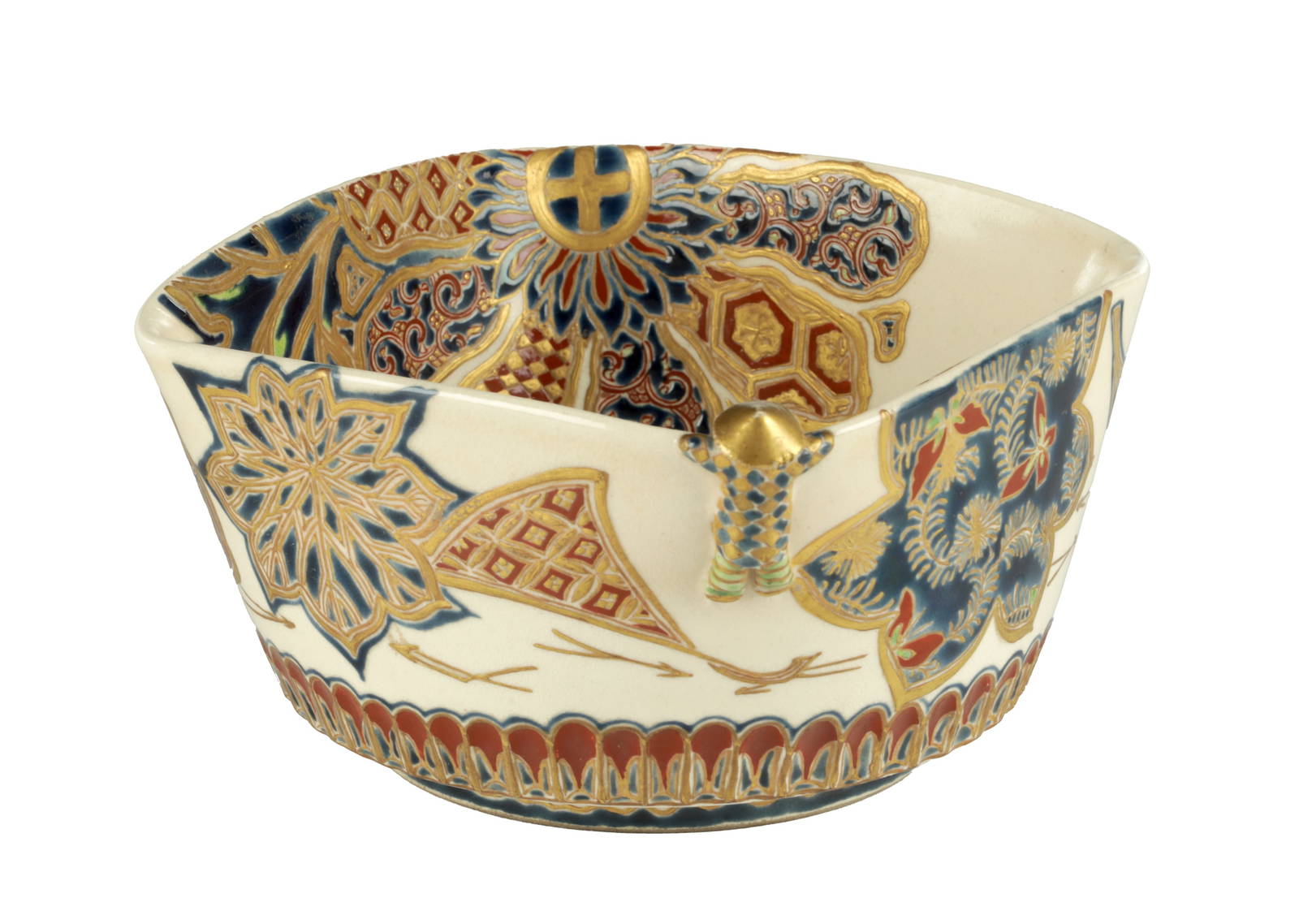 A JAPANESE MEIJI PERIOD SATSUMA SQUARE SHAPED BOWL