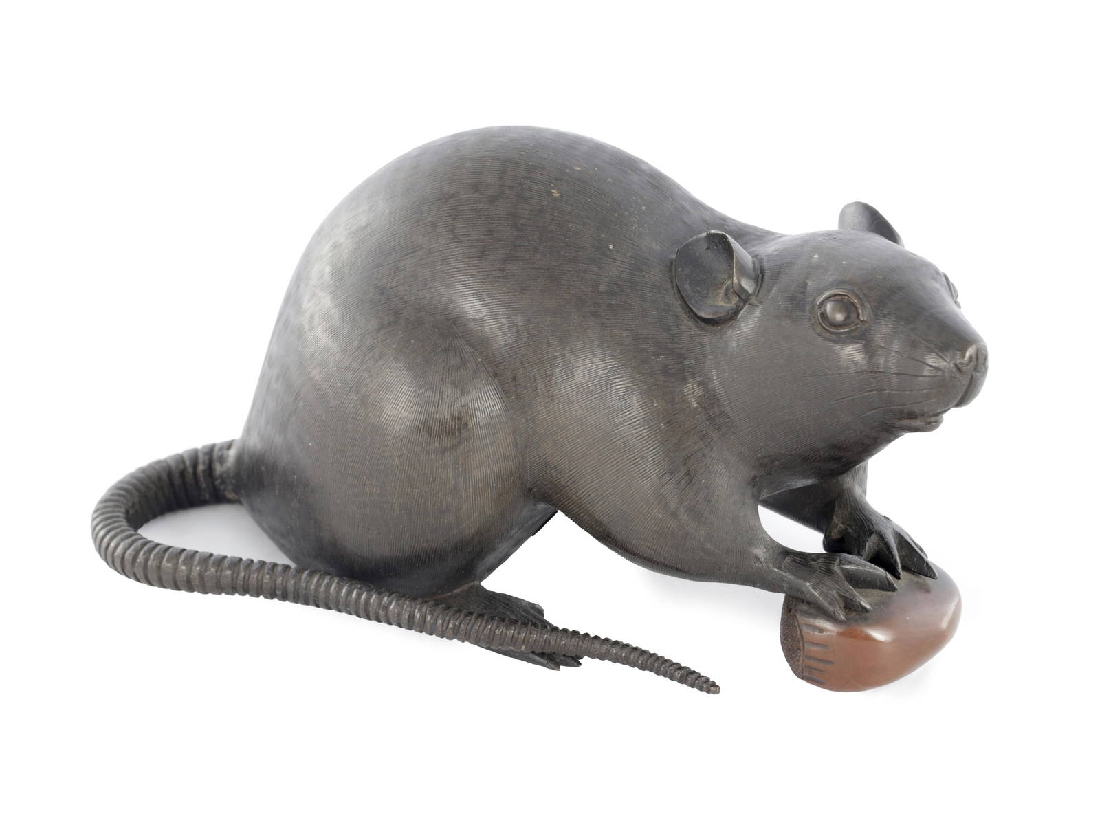 A LIFESIZE JAPANESE MEIJI PERIOD PATINATED BRONZE SCULPTURE