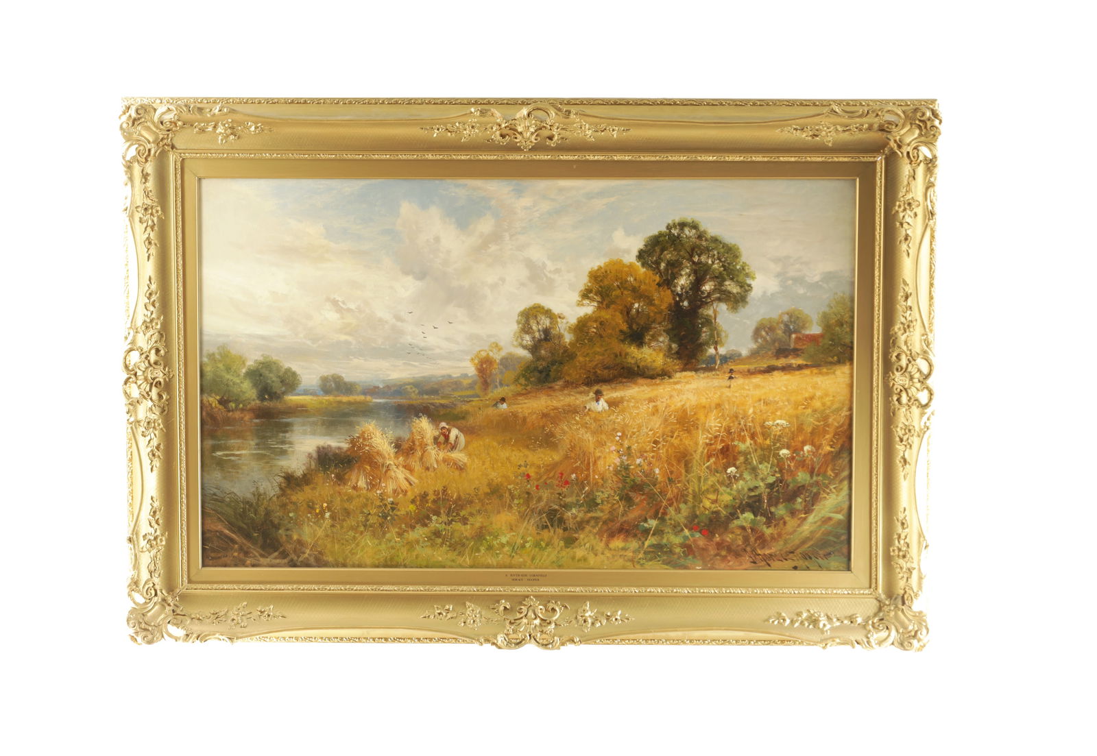 JOHN HORACE HOOPER (1851 - 1906). A LARGE LATE 19TH CENTURY OIL ON CANVAS "A RIVER SIDE CORNFIELD" (1 of 13)