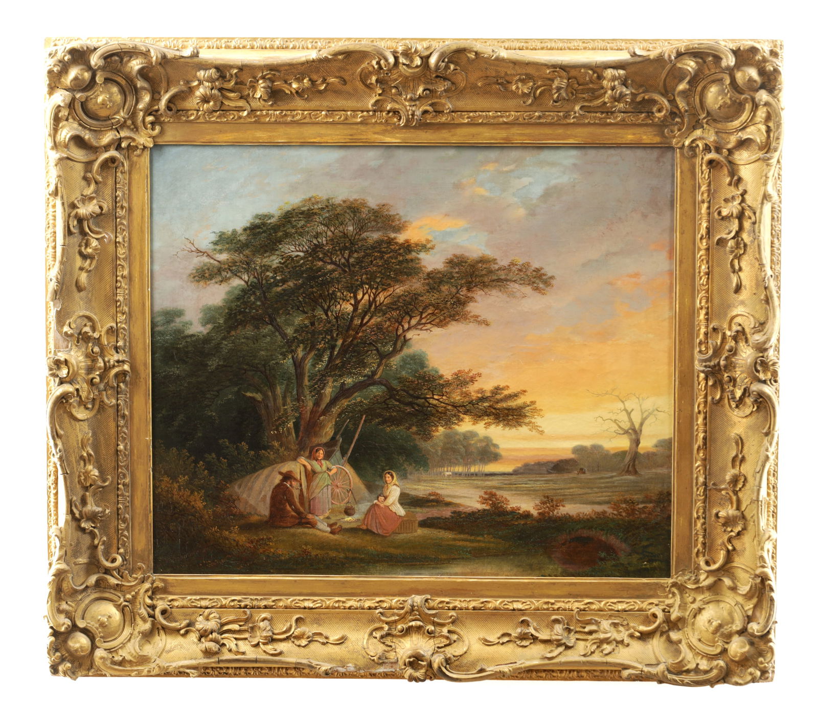 A 19TH CENTURY OIL ON CANVAS LANDSCAPE PAINTING (1 of 6)