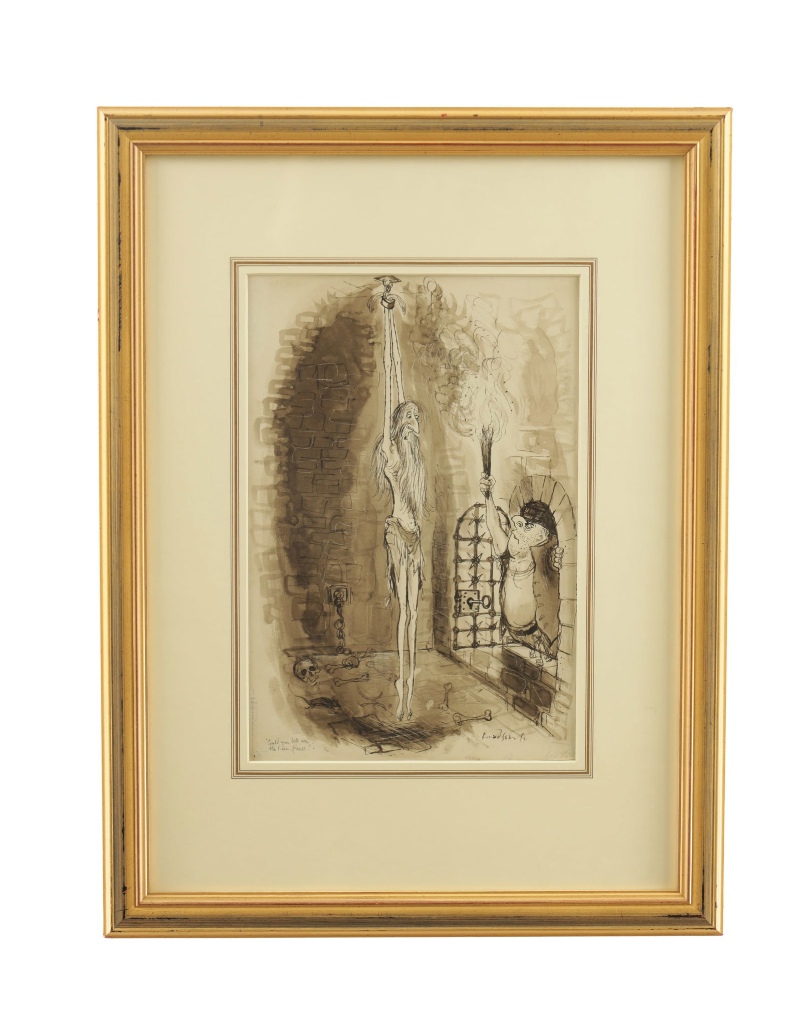 RONALD SEARLE (BRITISH 1920 - 2011) A LATE 20TH CENTURY PEN AND INK MONOCHROME WATERCOLOUR (1 of 6)