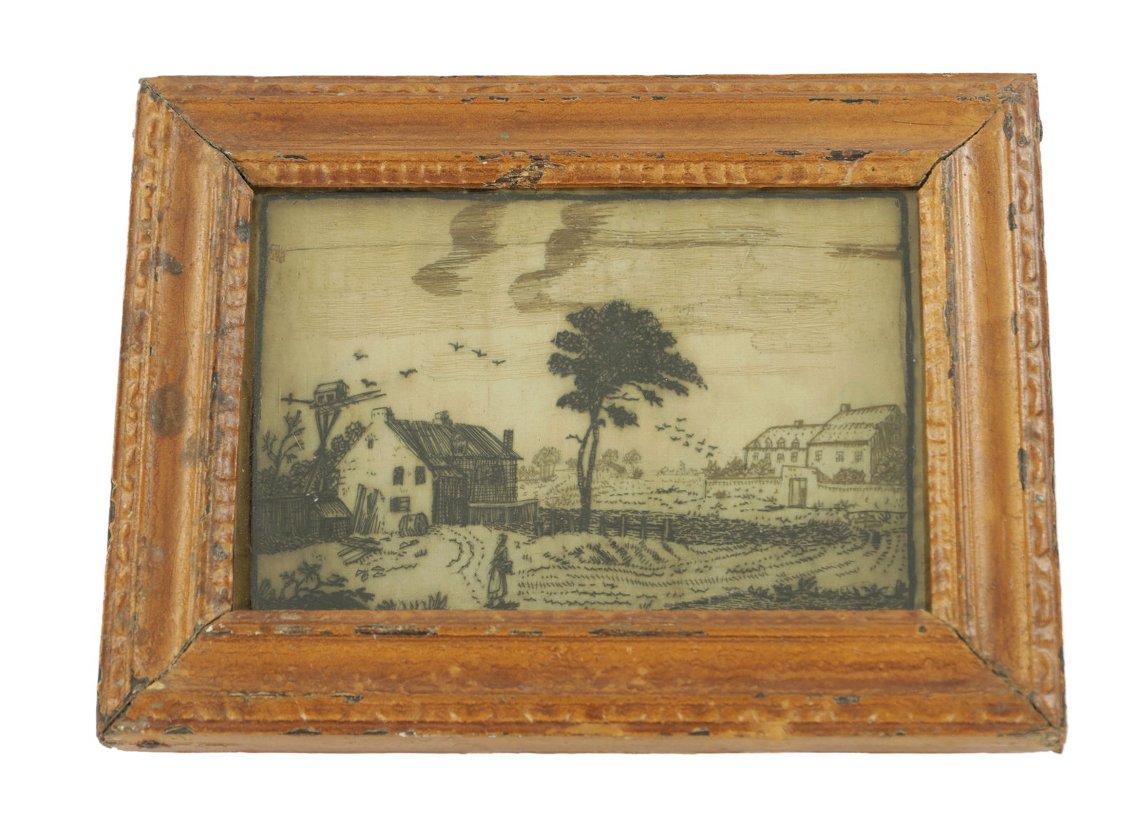 AN 18TH CENTURY SILK EMBROIDERY OF SMALL SIZE (1 of 3)