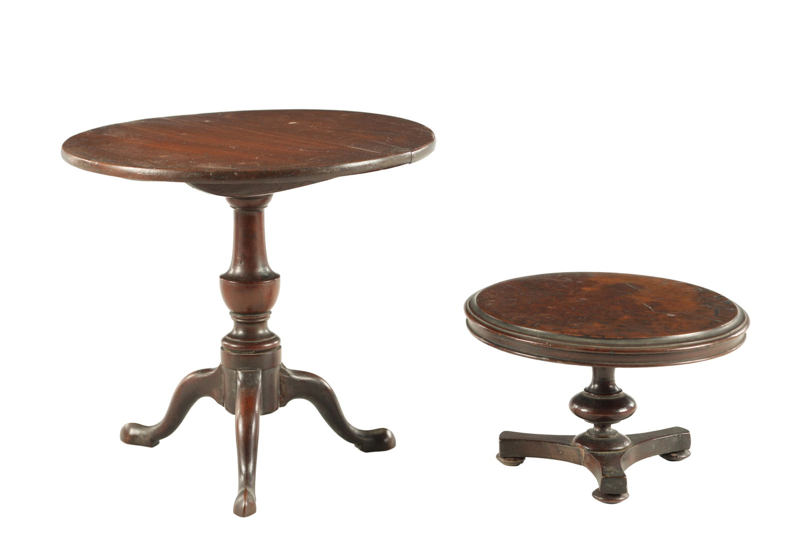 TWO 19TH CENTURY MAHOGANY AND BURR WALNUT APPRENTICE PIECE TABLES (1 of 10)