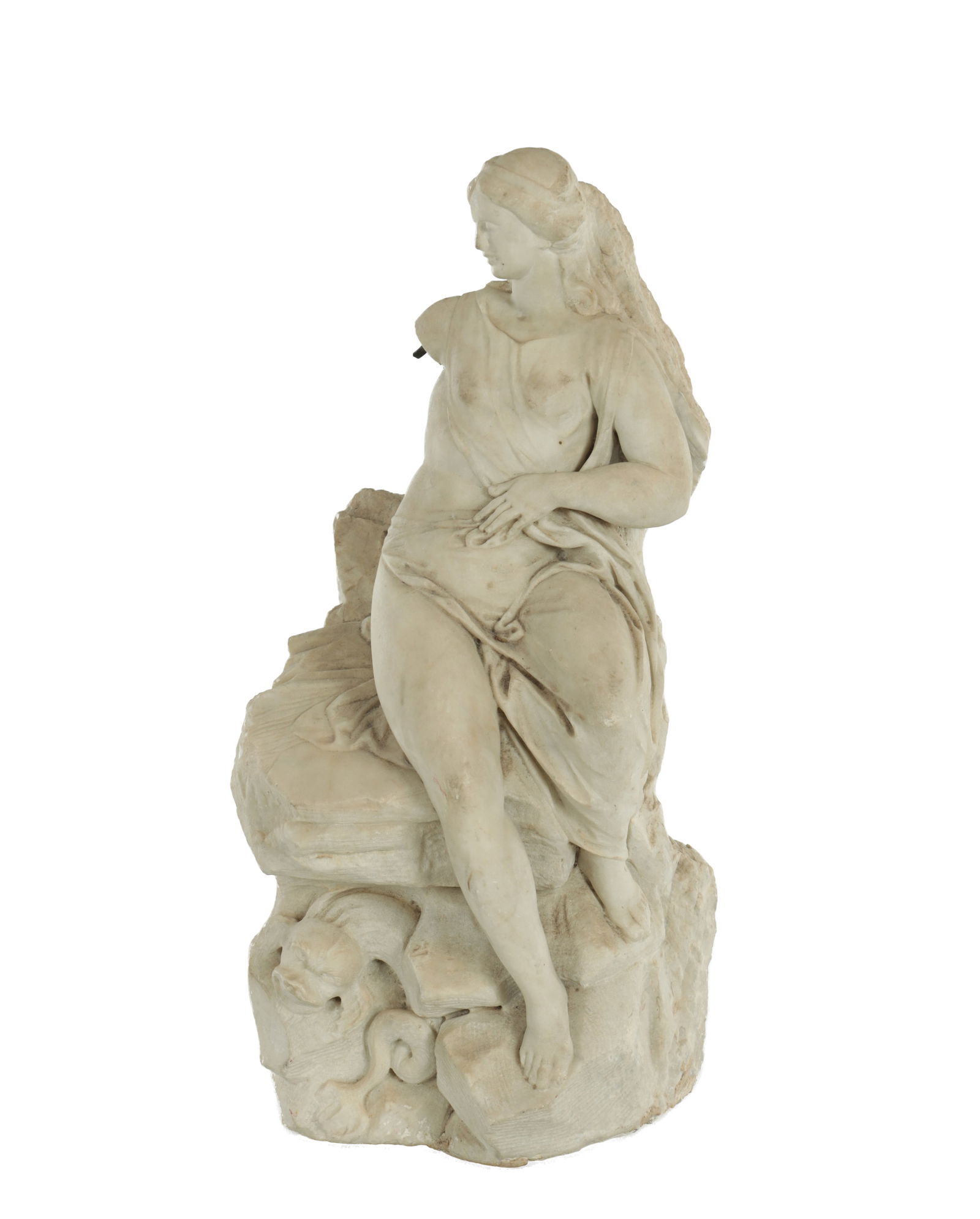 AN 18/19TH CENTURY CARVED WHITE MARBLE FIGURAL STATUE OF VENUS (1 of 9)