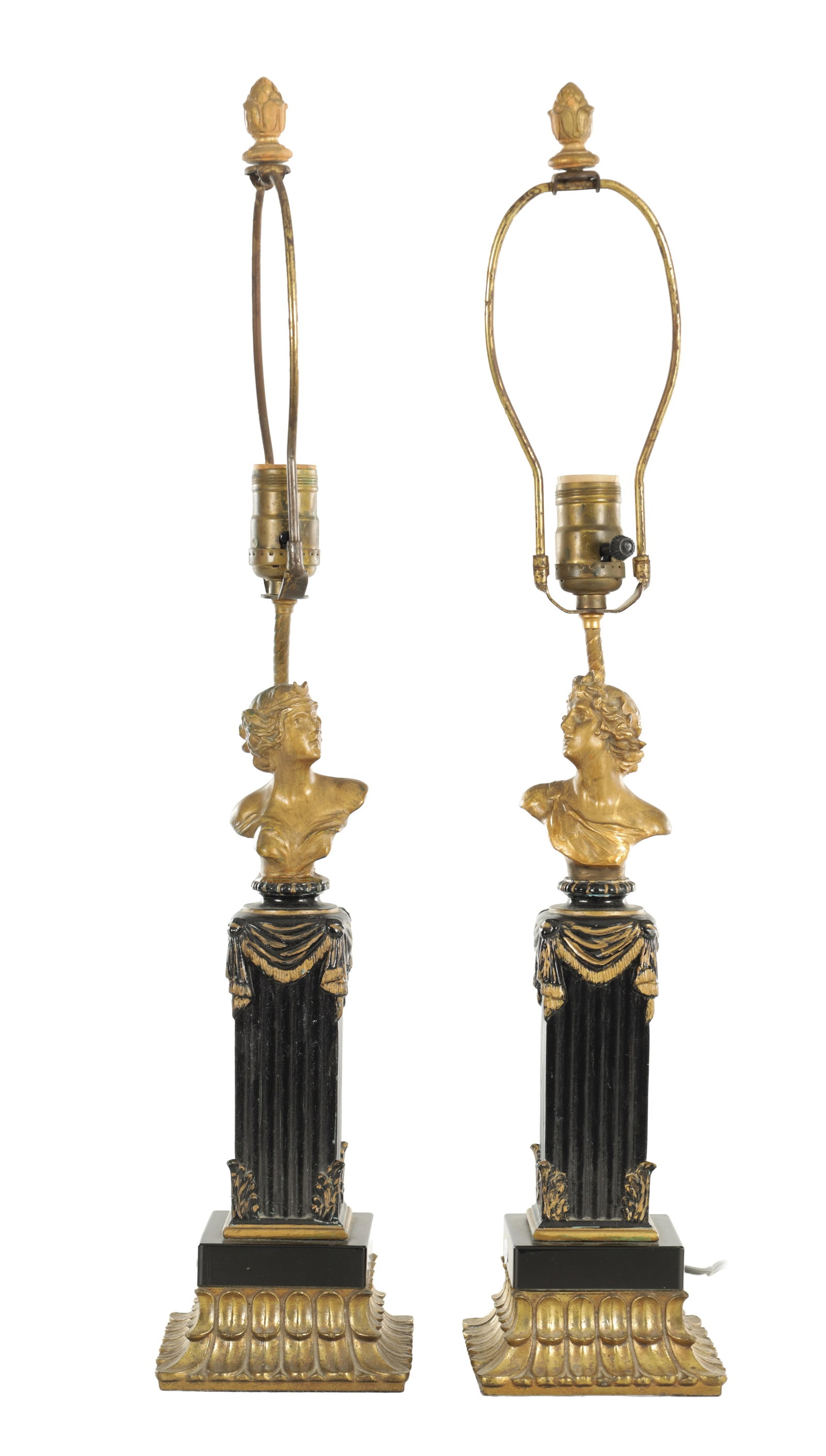 A PAIR OF EARLY 20TH CENTURY GILT METAL FIGURAL TABLE LAMPS (1 of 10)