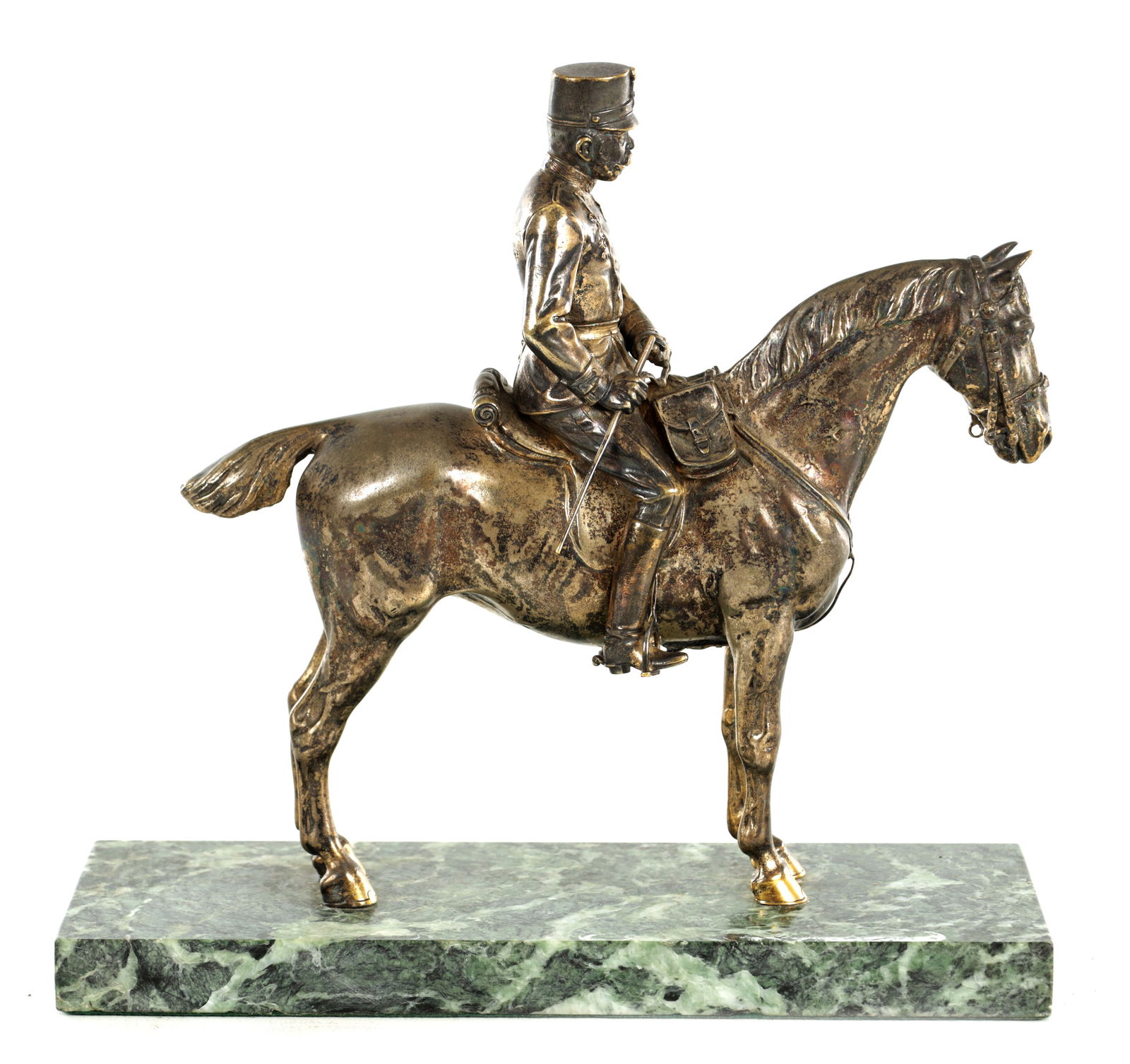 A CONTINENTAL LATE 19TH CENTURY SILVERED BRONZE SCULPTURE (1 of 5)