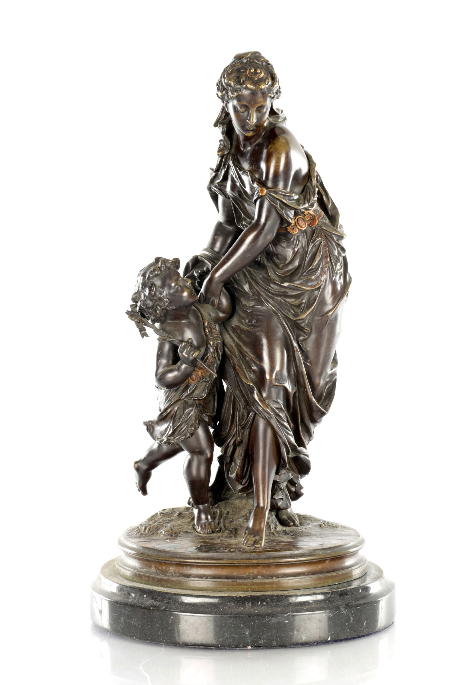 ATT. TO CLODION. A 19TH CENTURY FRENCH FIGURAL BRONZE OF DIANNA WITH CHILD (1 of 9)