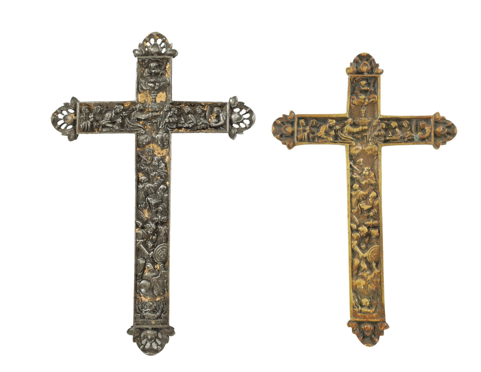 TWO 17TH/18TH CENTURY GILT STEEL CRUCIFIXES OF EXCEPTIONAL QUALITY (1 of 5)