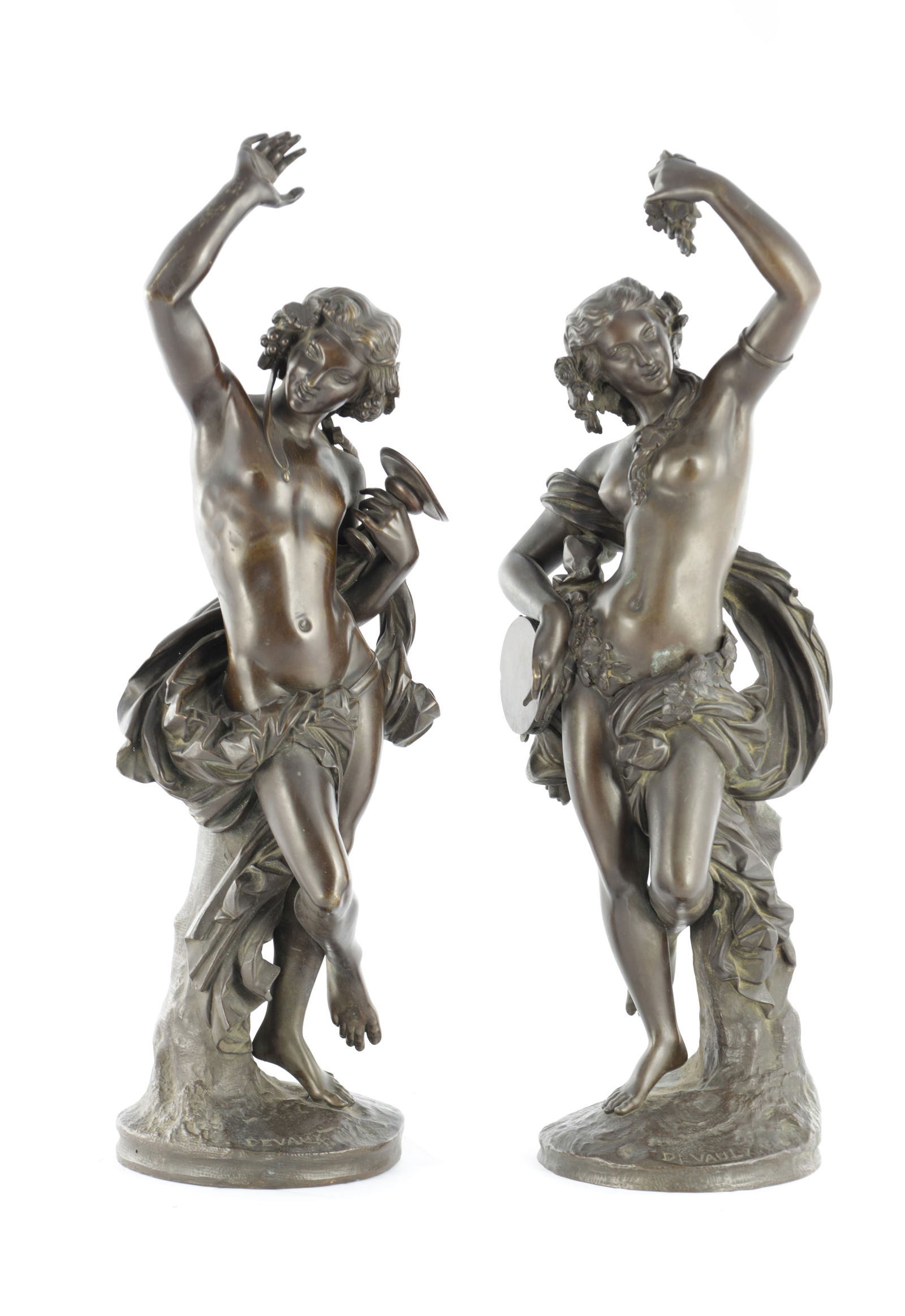 THÉODORE-FRANÇOIS DEVAULX (FRENCH, 1808-1870), A PAIR OF 19TH CENTURY BRONZE SCULPTURES OF BACCHUS (1 of 10)