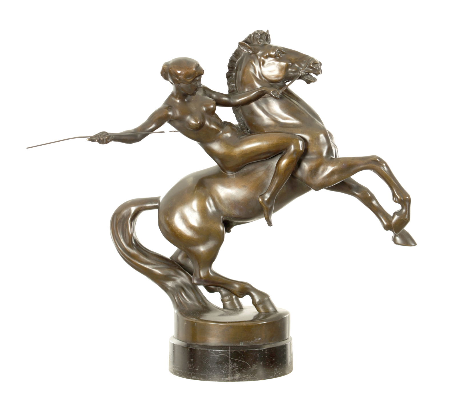 ANTON GRATH (1881-1956) AN EARLY 20TH CENTURY ART DECO BRONZE SCULPTURE OF DIANNA THE HUNTRESS (1 of 3)