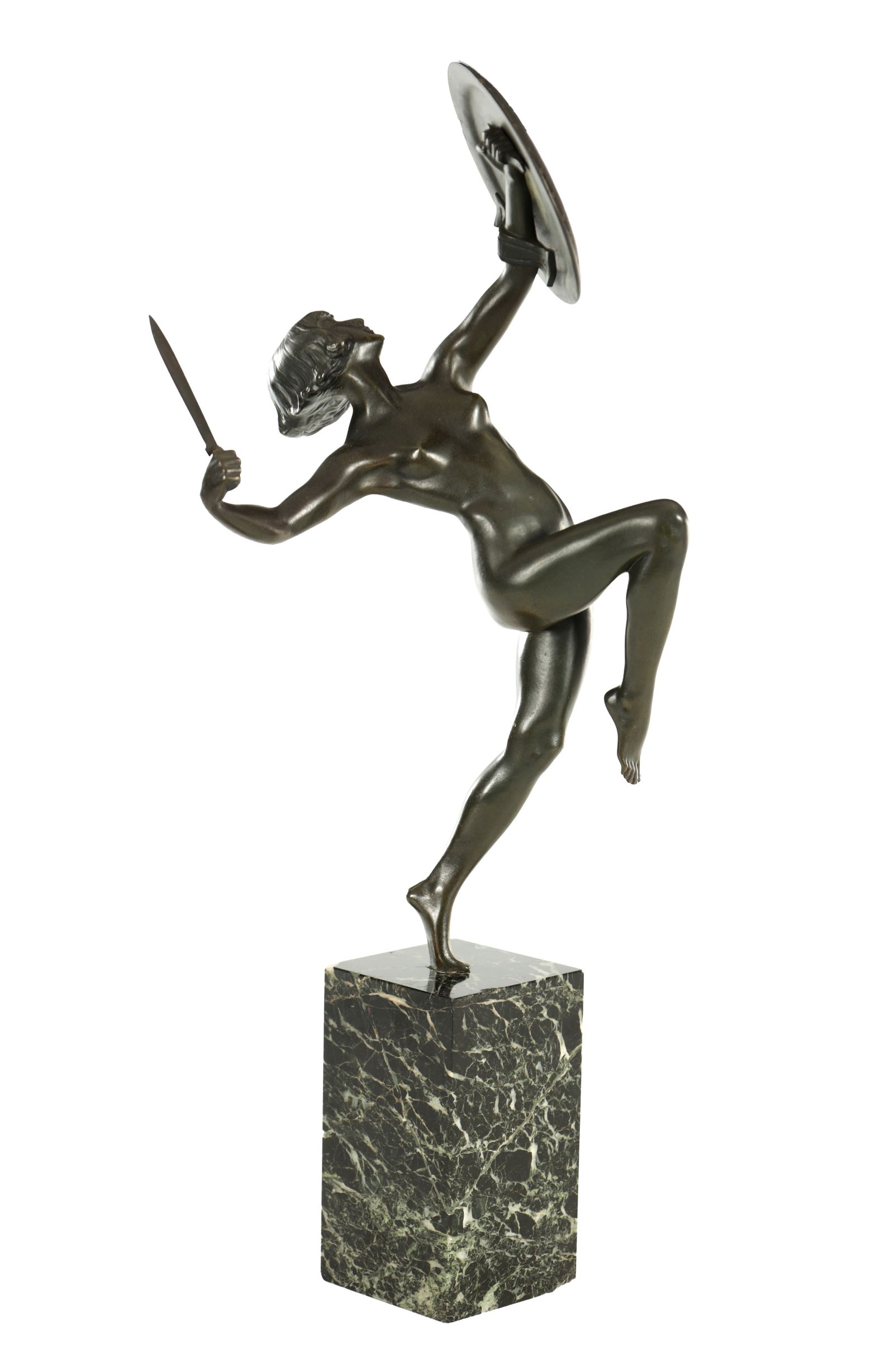 PIERRE LE FAGUAYS (FRENCH 1892 - 1962) AN ART DECO BRONZE FIGURE TITLED "AMAZON" (1 of 7)