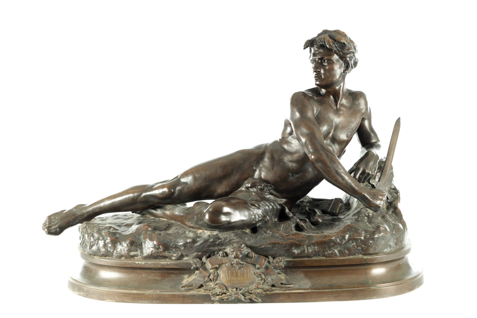 LEON BONDUEL (FRENCH, 1857-1928) A LARGE LATE 19TH CENTURY PATINATED BRONZE SCULPTURE, (1 of 9)