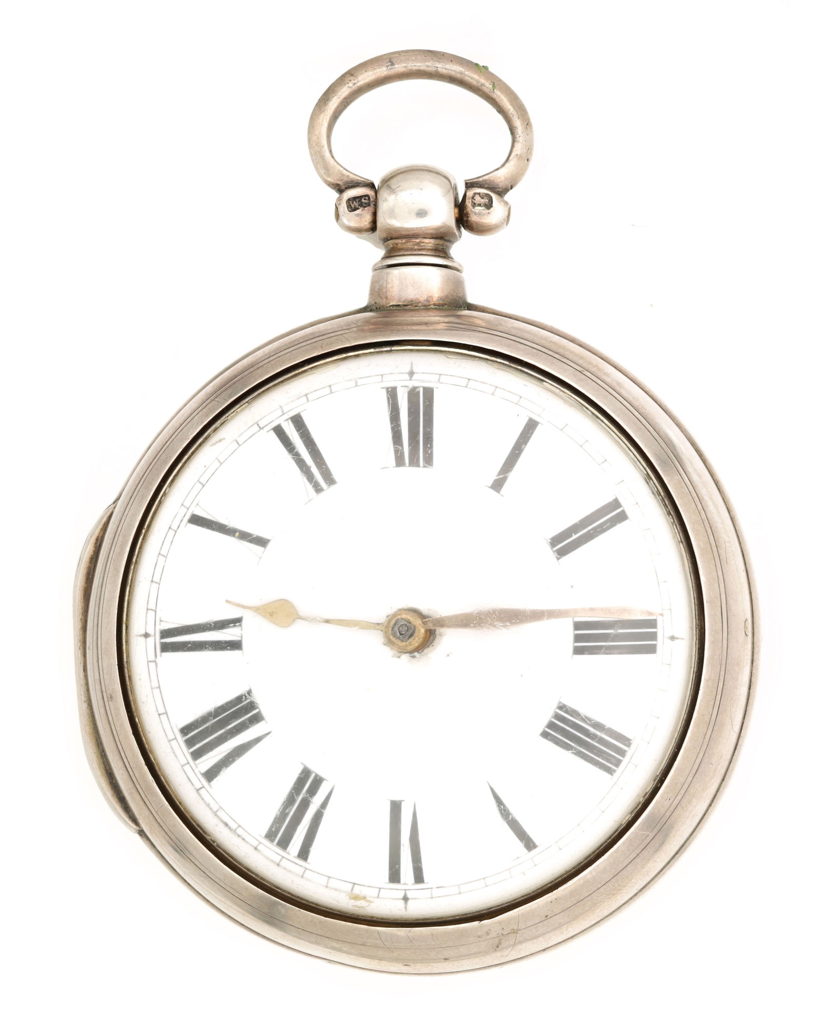 C.F. LEWNS, RYE. A LARGE EARLY 19TH CENTURY SILVER PAIR CASED POCKET WATCH (1 of 8)