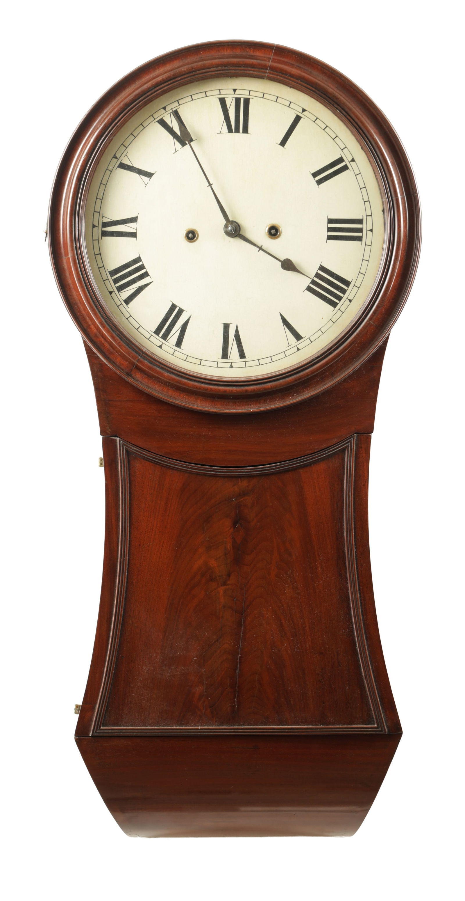 A GEORGE III FIGURED MAHOGANY WEIGHT DRIVEN TRUNK WALL CLOCK (1 of 8)