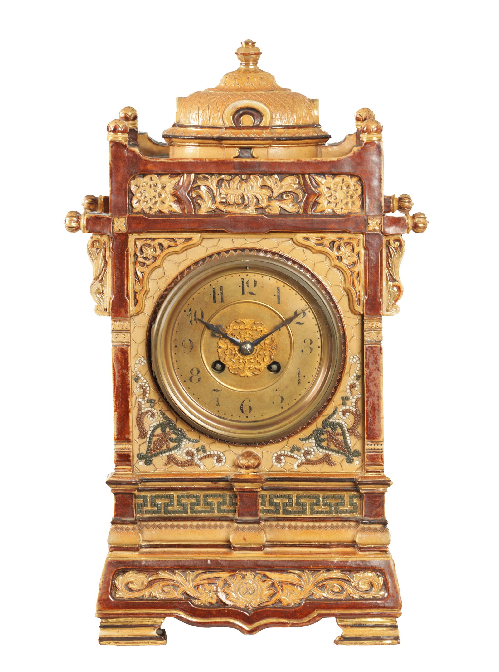 A LATE 19TH CENTURY DOULTON LAMBETH MANTEL CLOCK (1 of 14)