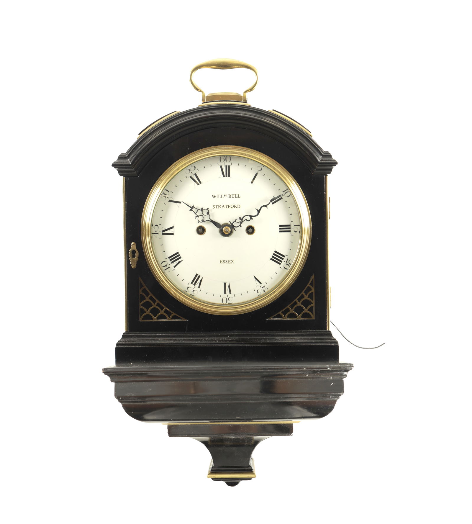 WILLIAM BULL, STRATFORD. A REGENCY TRIPLE PAD TOP VERGE BRACKET CLOCK WITH WALL BRACKET (1 of 8)