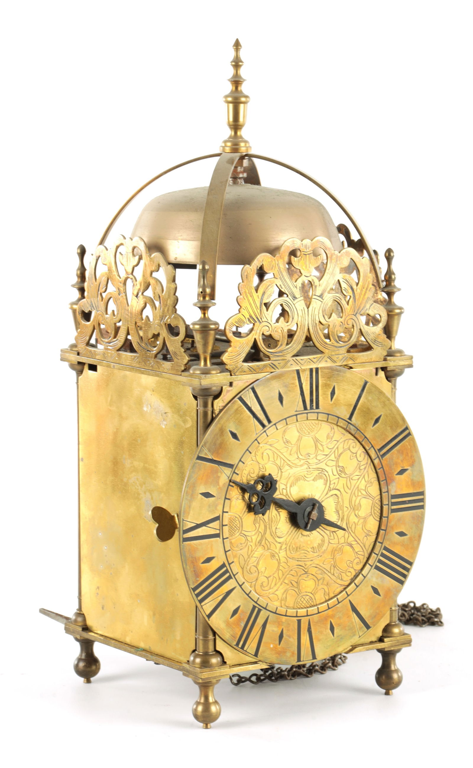 AN EARLY 18TH CENTURY STYLE BRASS WEIGHT DRIVEN LANTERN CLOCK (1 of 13)