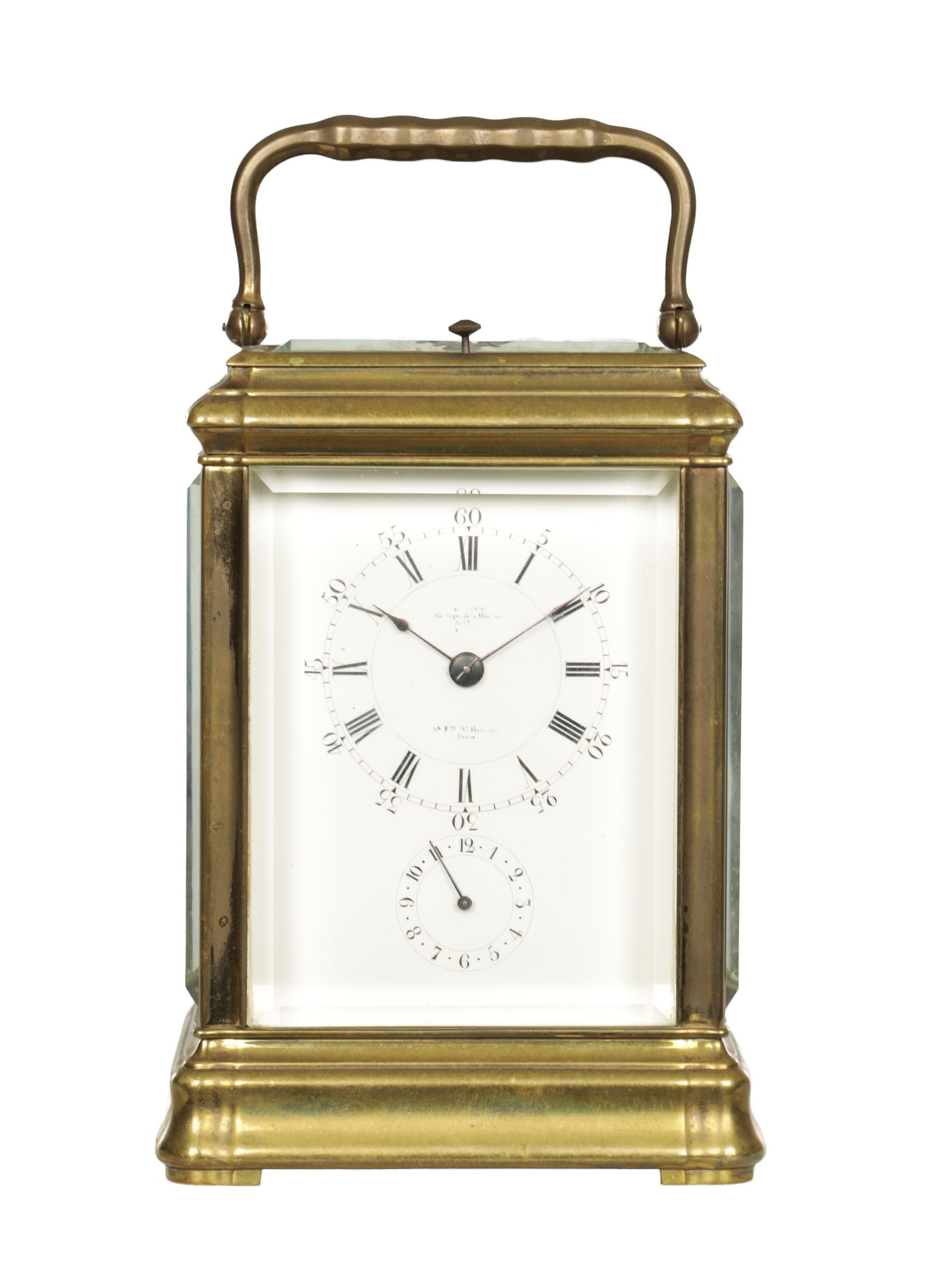 JOSEPH SALDANO, PARIS. A 19TH CENTURY FRENCH BRASS GORGE CASED GRAND SONNERIE CARRIAGE CLOCK WITH (1 of 10)