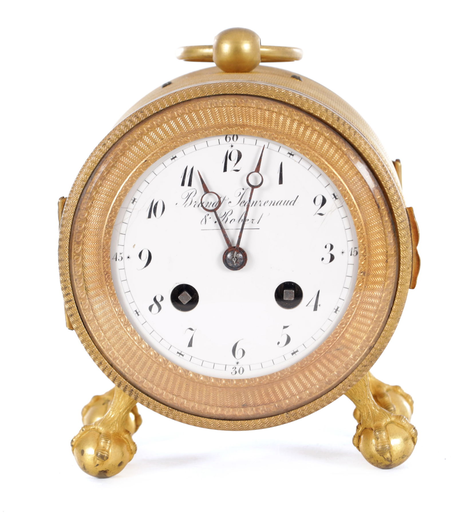 BRANDT JEANRENAUD & ROBERY. A 19TH CENTURY FRENCH GILT PENDULE D'OFFICIER (1 of 10)