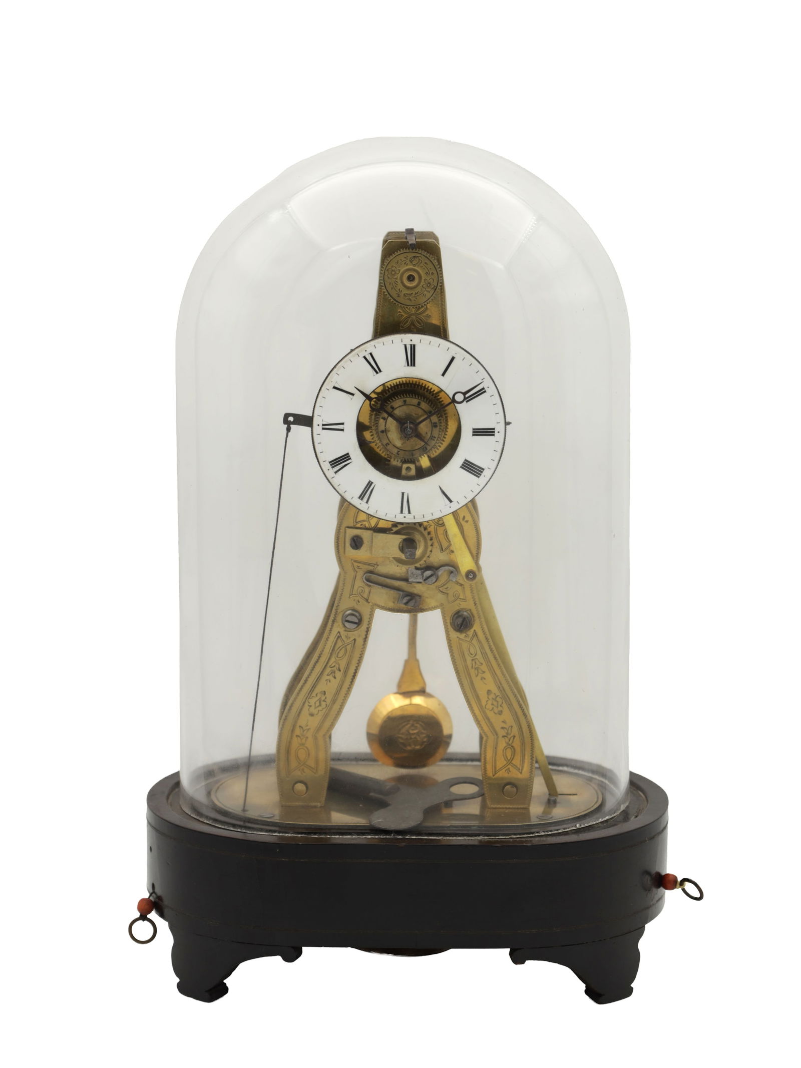 A 19TH CENTURY 1851 FRENCH EXHIBITION MINIATURE EIGHT-DAY SKELETON CLOCK WITH ALARM (1 of 7)