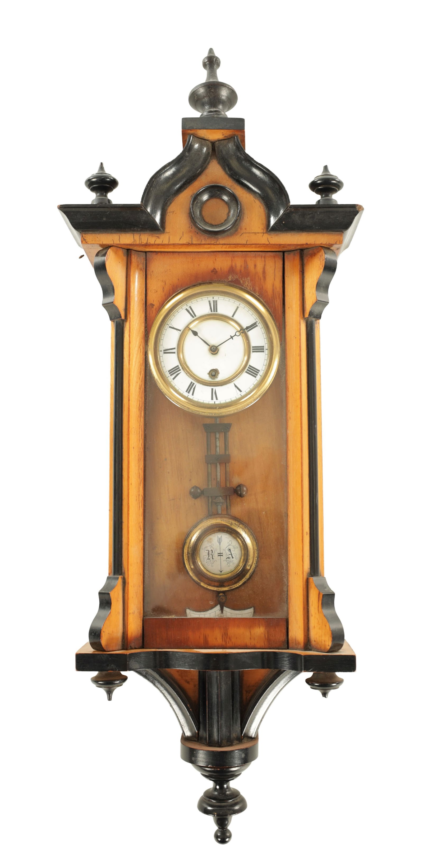 A LATE 19TH CENTURY MINIATURE VIENNA STYLE WALL CLOCK (1 of 4)