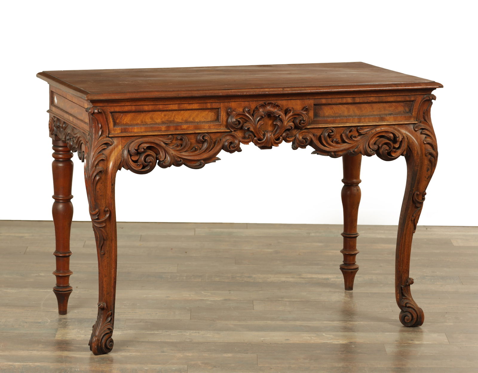 A GOOD WILLIAM IV FIGURED MAHOGANY CONSOLE TABLE IN THE MANNER OF TROTTER OF EDINBURGH (1 of 12)