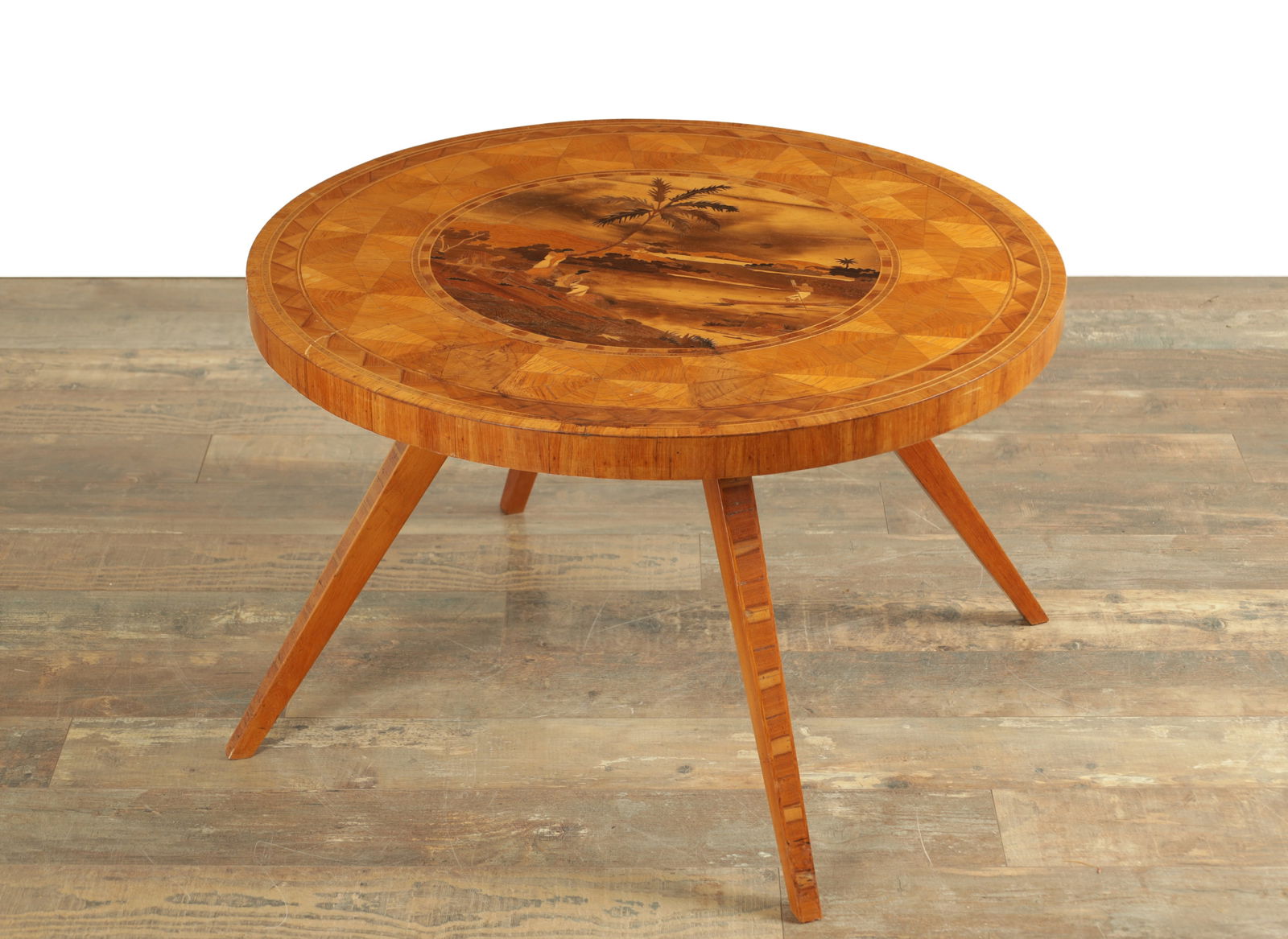 AN EARLY 20TH CENTURY MARQUETRY INLAID WALNUT COFFEE TABLE IN THE MANNER OF EMILE GALLE (1 of 7)