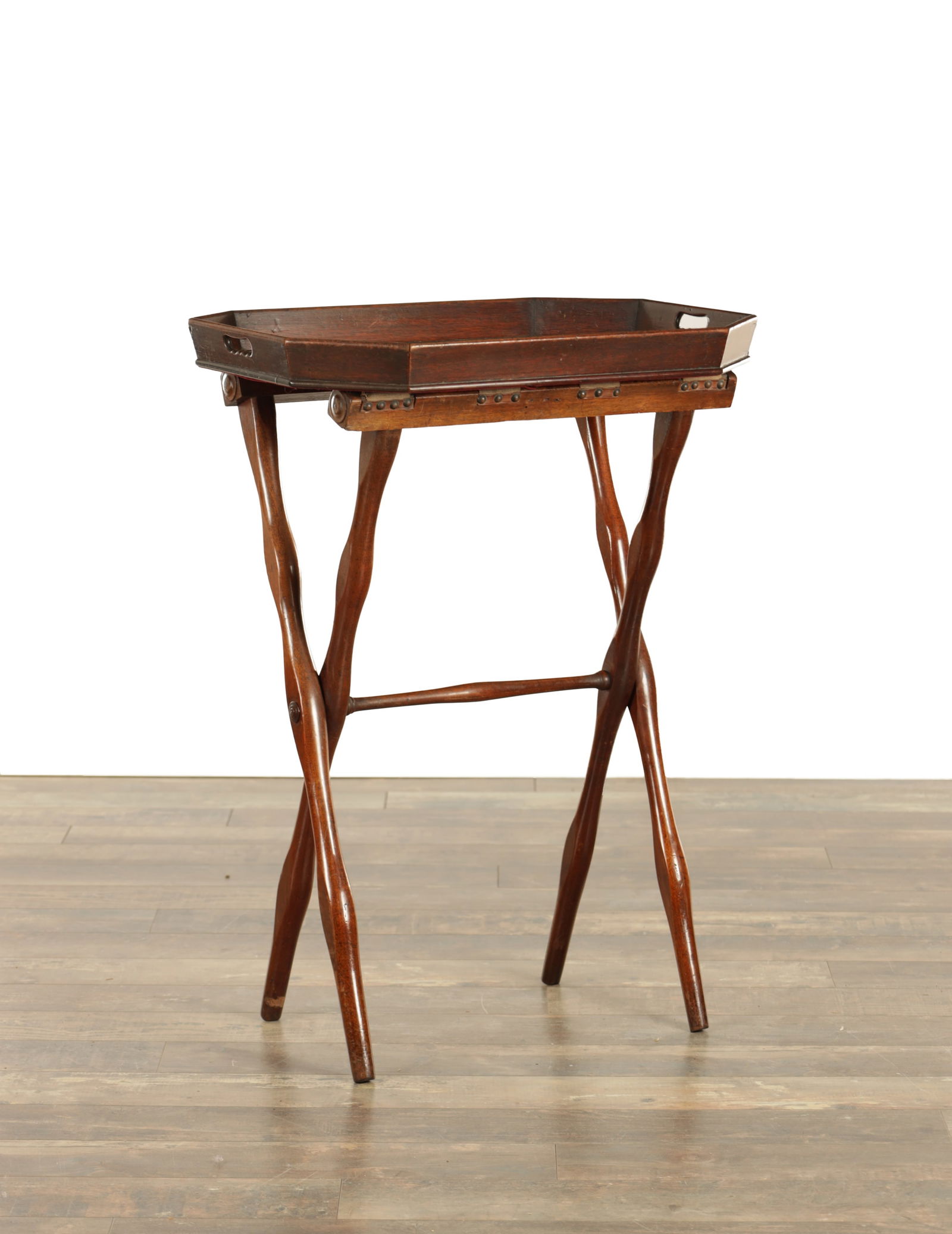 A GEORGE III MAHOGANY BUTLER'S TRAY ON STAND (1 of 4)