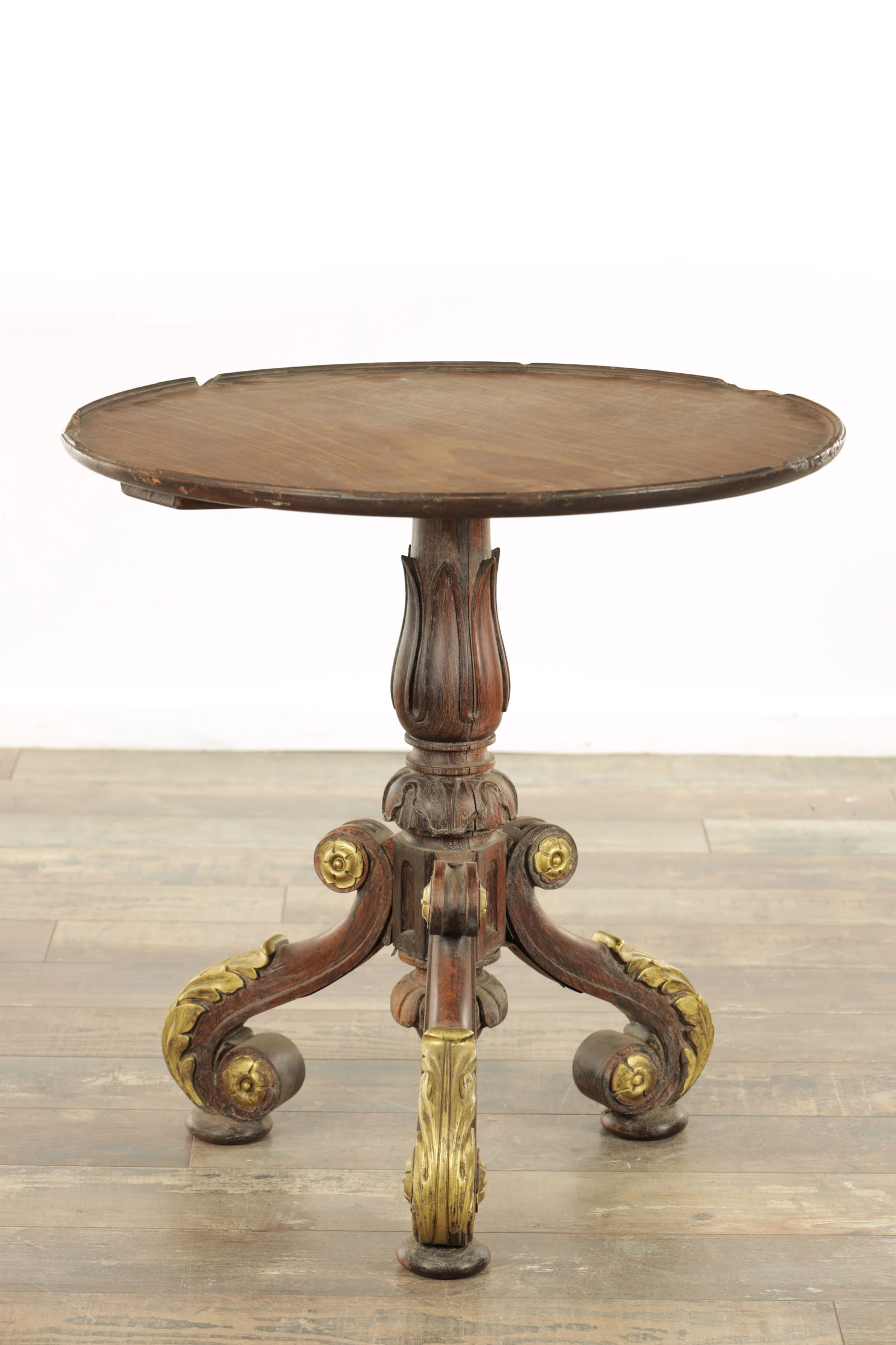 A REGENCY FIGURED MAHOGANY AND PARCEL GILT OCCASIONAL TABLE (1 of 10)