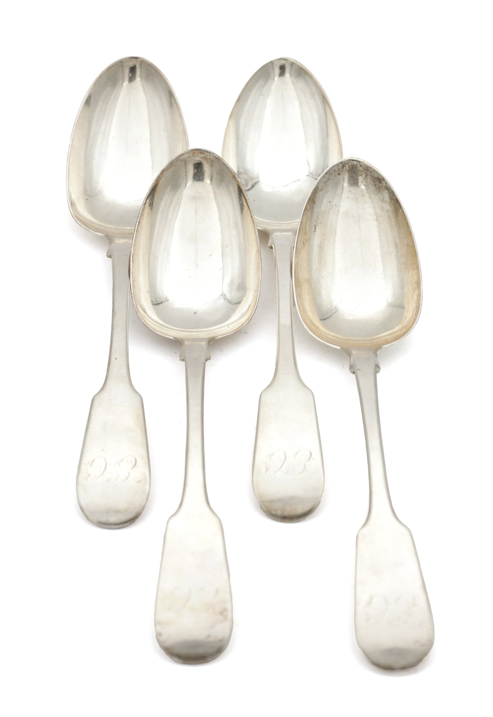 FOUR WILLIAM IV ENGLISH SILVER SERVING SPOONS (1 of 4)