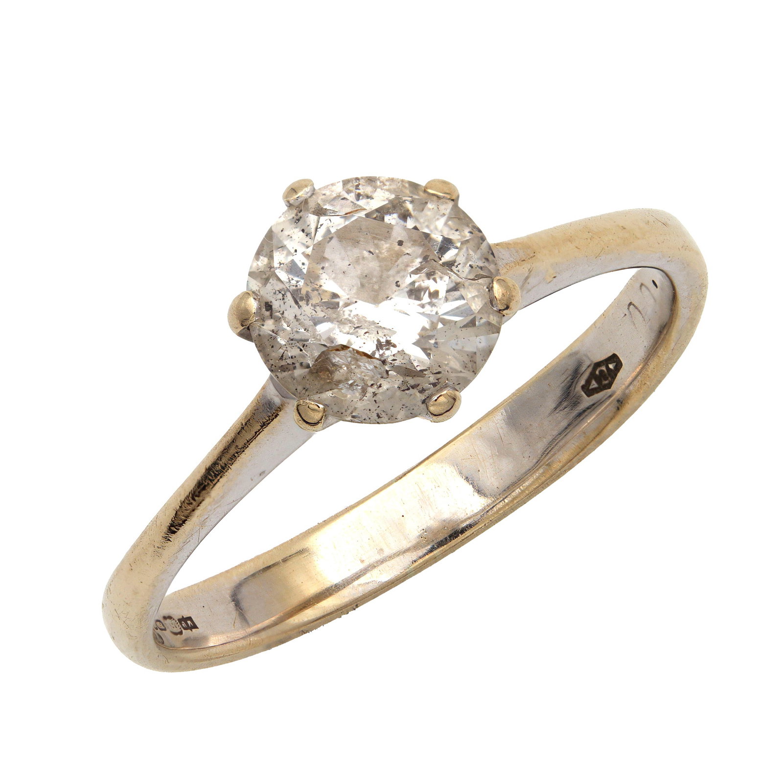 AN 18CT YELLOW GOLD AND DIAMOND SOLITAIRE RING: AN 18CT YELLOW GOLD AND DIAMOND SOLITAIRE RING having a 1ct brilliant cut diamond mounted on a yellow gold band. Total weight app. 2.4g. Size K.