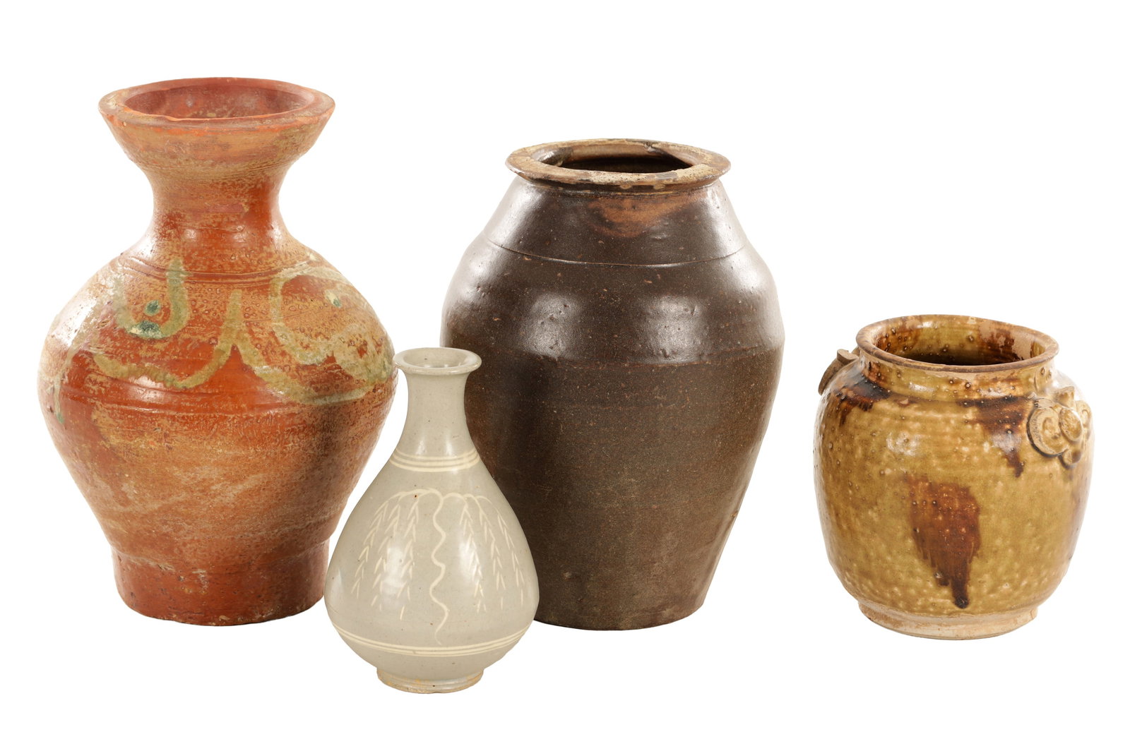 A COLLECTION OF FOUR EASTERN EARTHENWARE VESSELS (1 of 7)