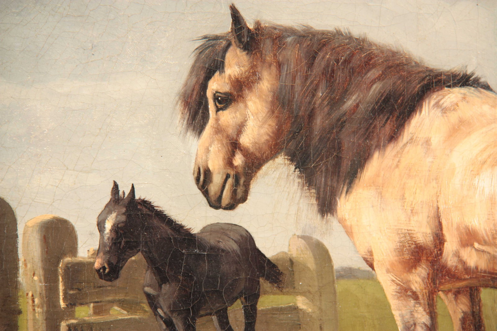 L.M. WEBB. (BRITISH) A 19TH CENTURY OIL ON CANVAS: L.M. WEBB. (BRITISH) A 19TH CENTURY OIL ON CANVAS depicting a horse and fowl in a country setting - signed and dated 1884, in gilt moulded frame. (31cm high and 53cm wide)