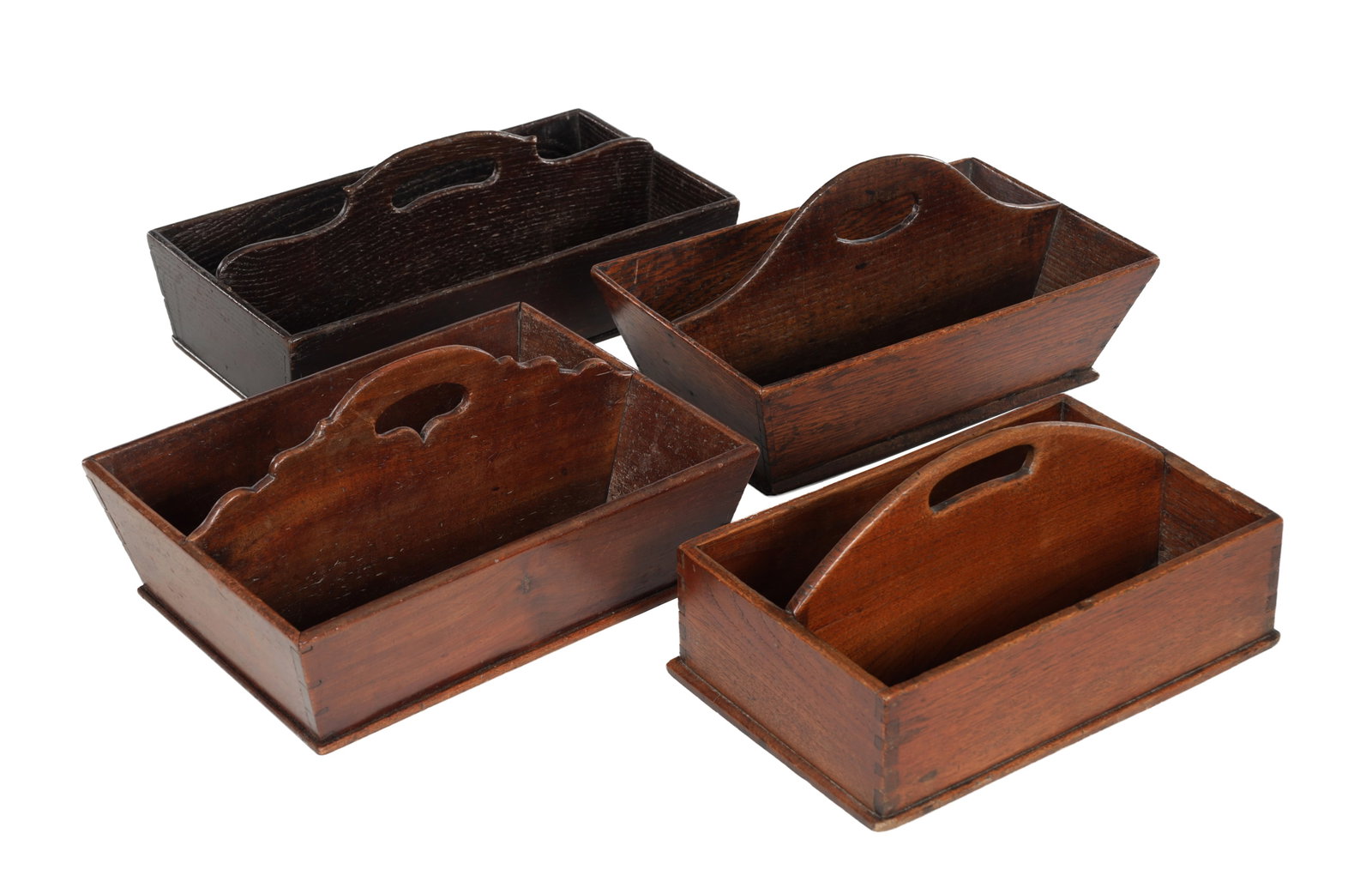 A COLLECTION OF FOUR 18TH CENTURY CUTLERY TRAYS: A COLLECTION OF FOUR 18TH CENTURY CUTLERY TRAYS (39.5cm wide and smaller)