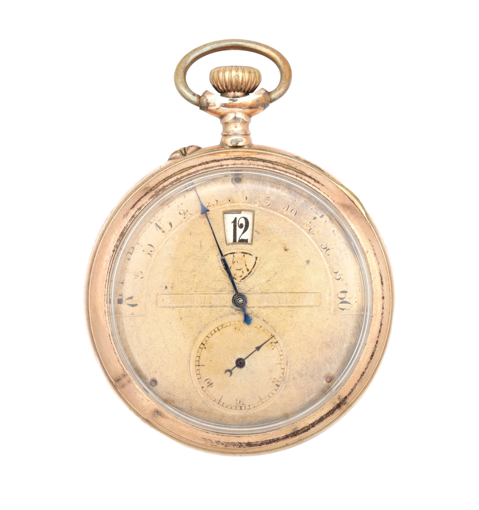 A GOLD FILLED RETROGRADE JUMP HOUR POCKET WATCH MODERNISTA PATENT (1 of 5)