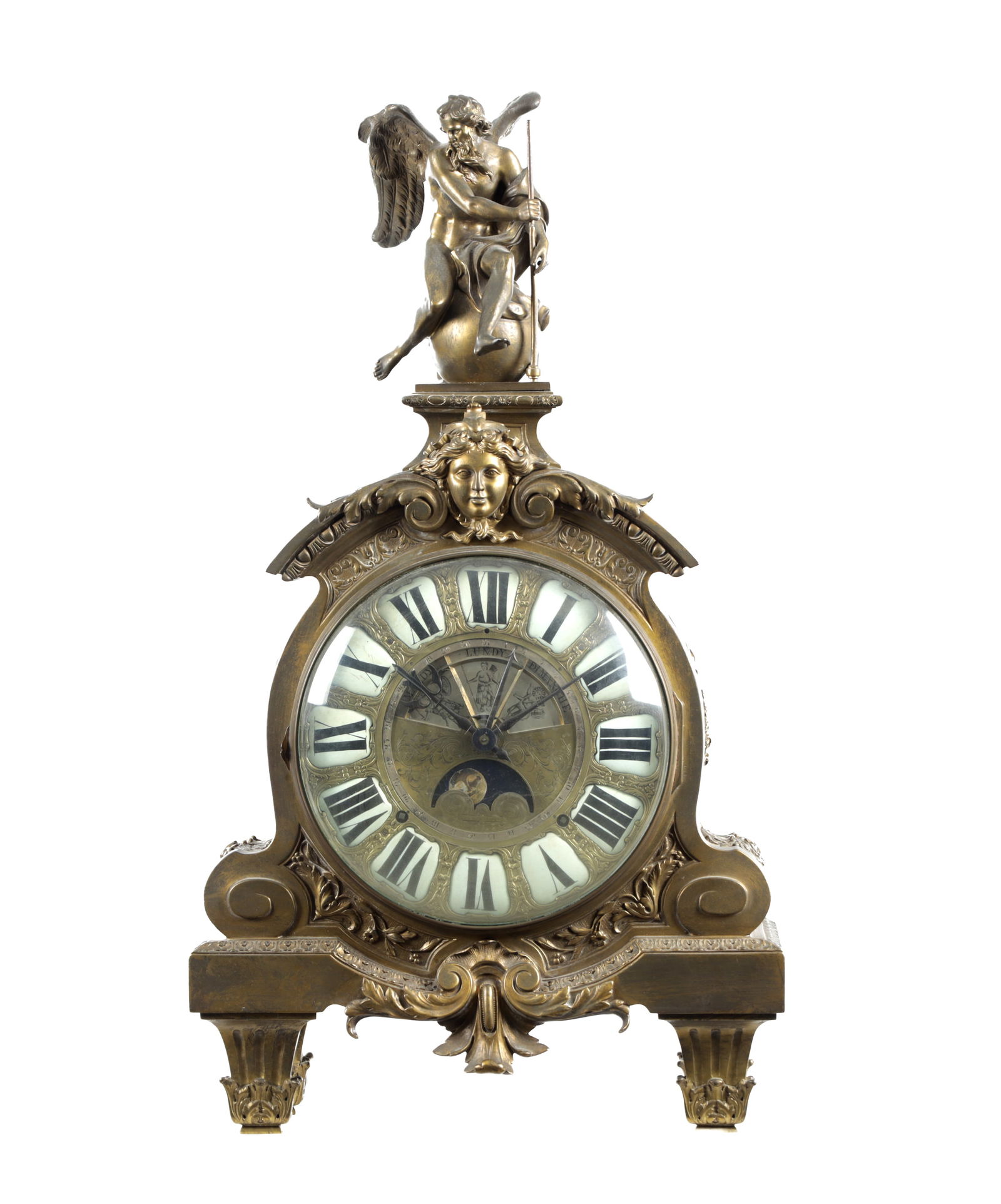 DENIERE A PARIS. A 19TH CENTURY FRENCH ORMOLU MANTEL CLOCK WITH MOONPHASE (1 of 13)