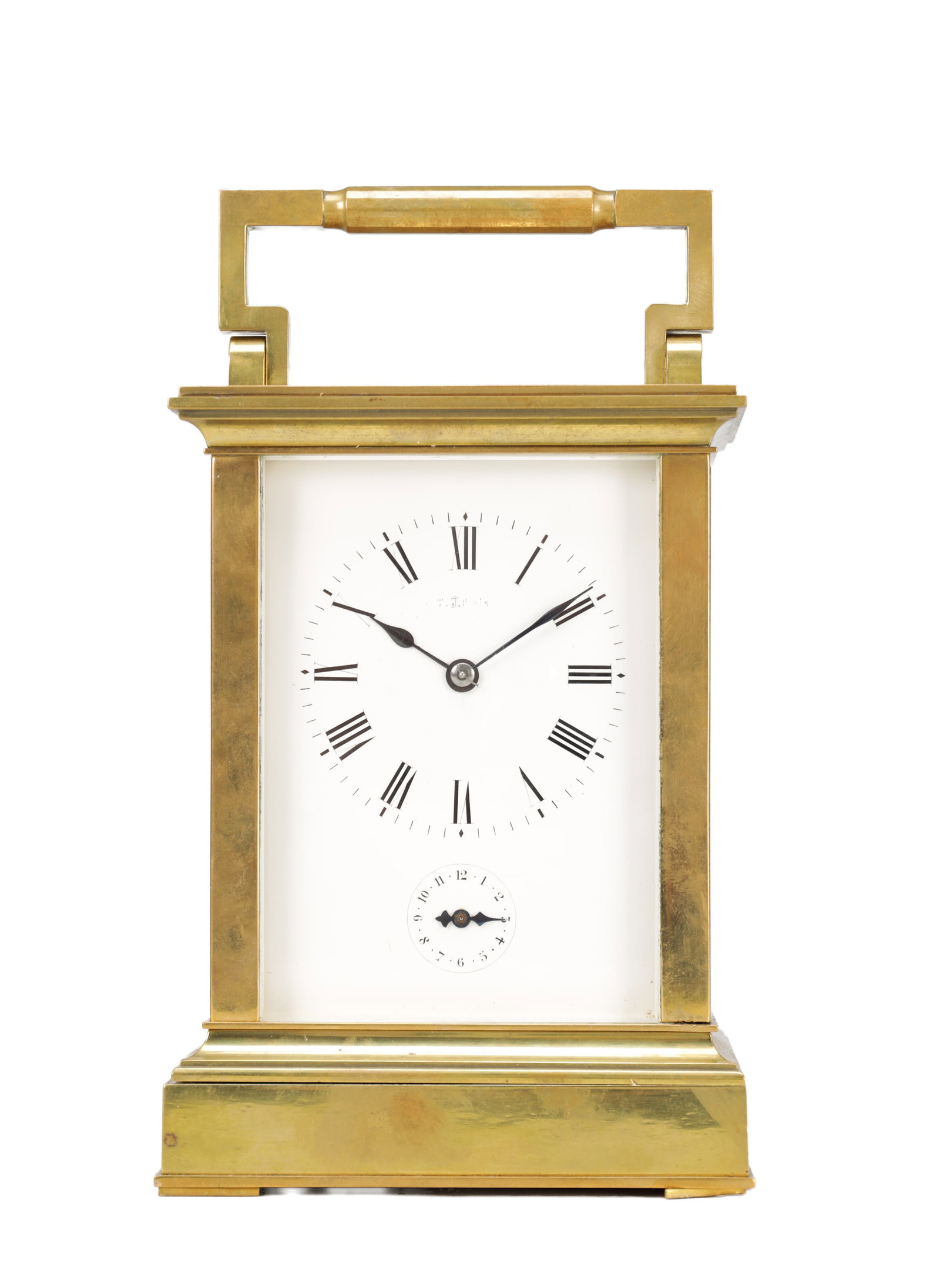 A GIANT LATE 19TH CENTURY FRENCH GILT BRASS STRIKING CARRIAGE CLOCK (1 of 8)