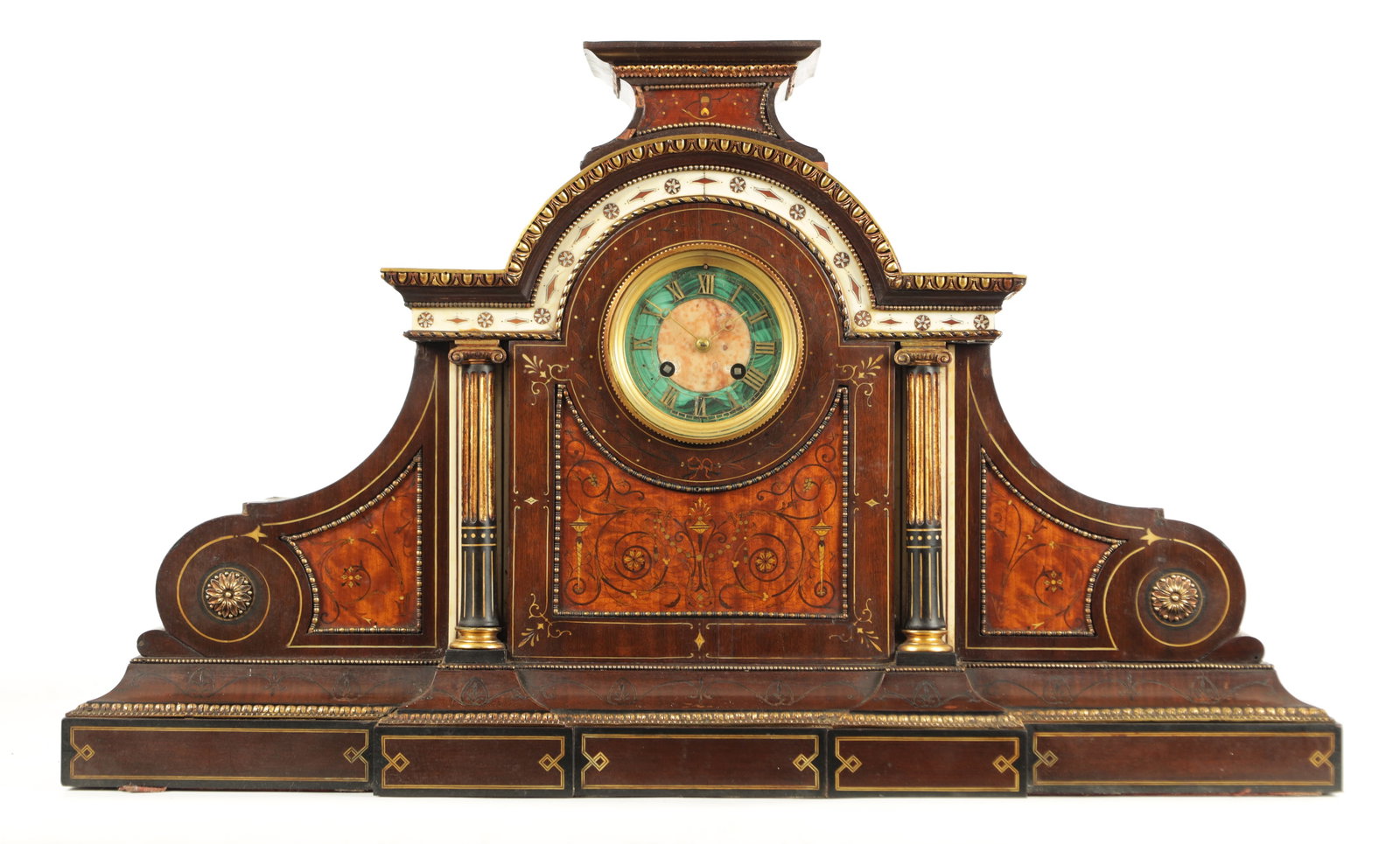 AN EXHIBITION QUALITY LATE 19TH CENTURY INLAID MANTEL CLOCK (1 of 19)